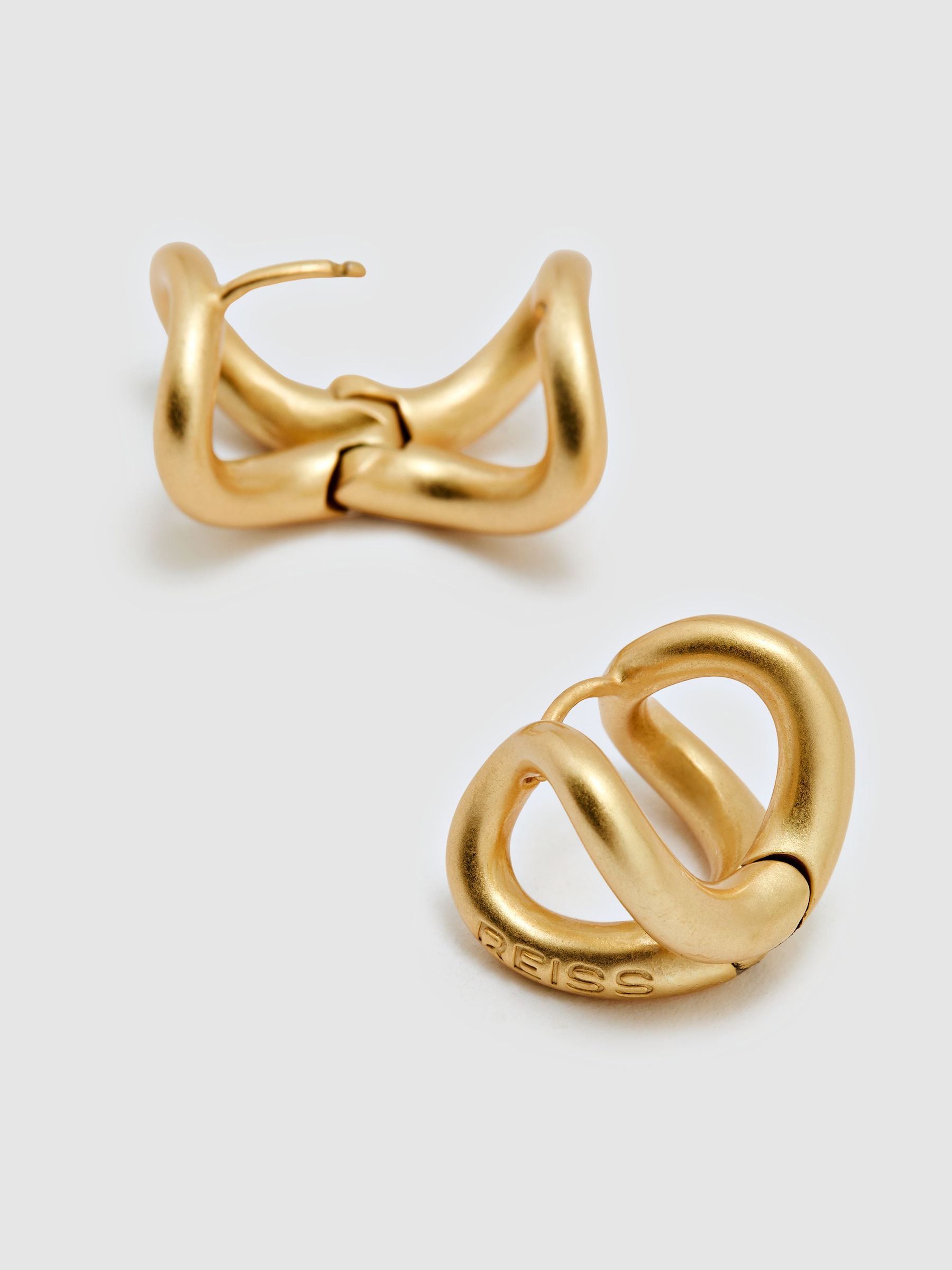 Double-Loop Huggie Earrings in Gold Tone - Image 2 of 2