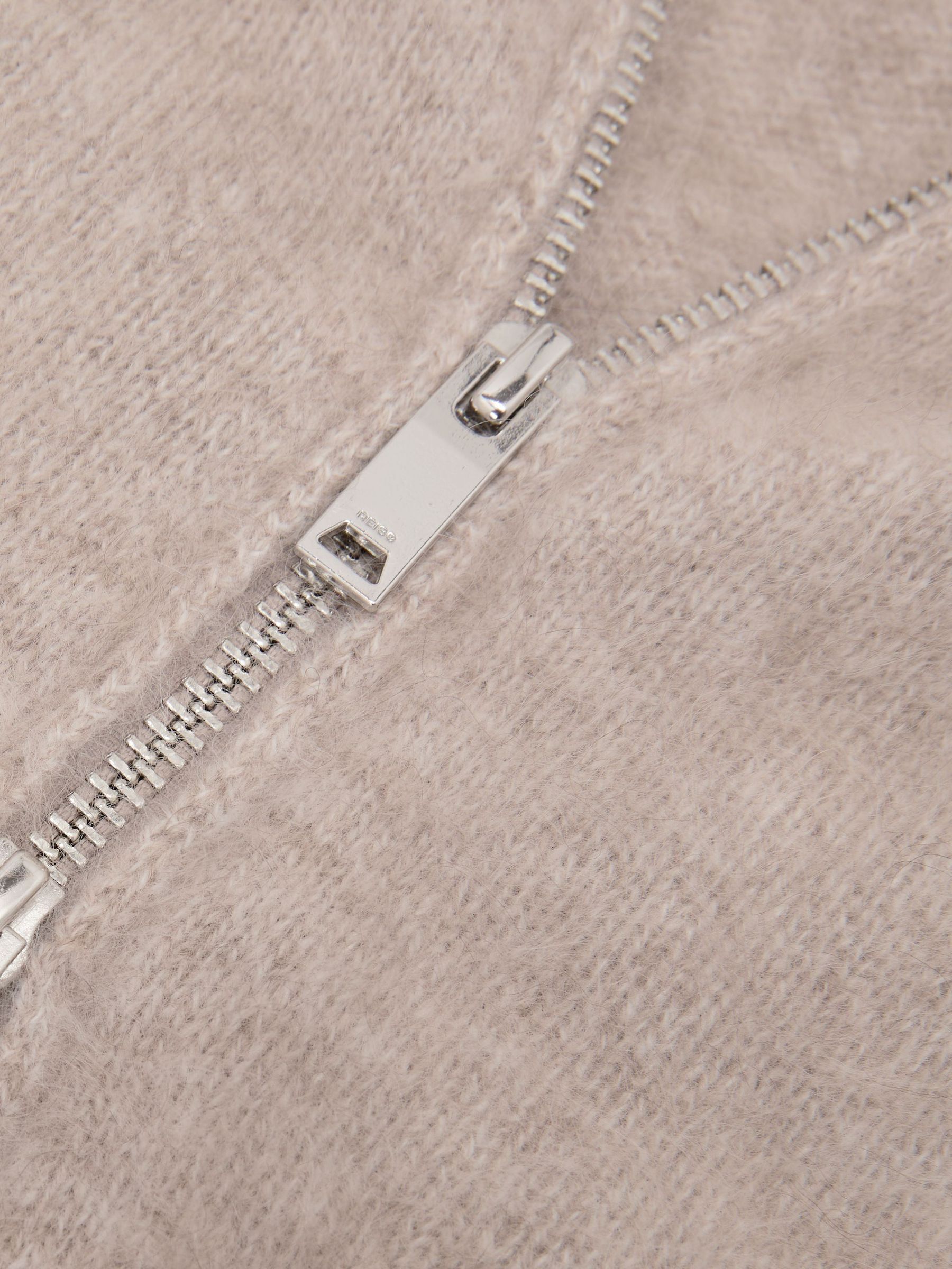 Brushed Cashmere Zip-Through Cardigan in Neutral - Image 10 of 10