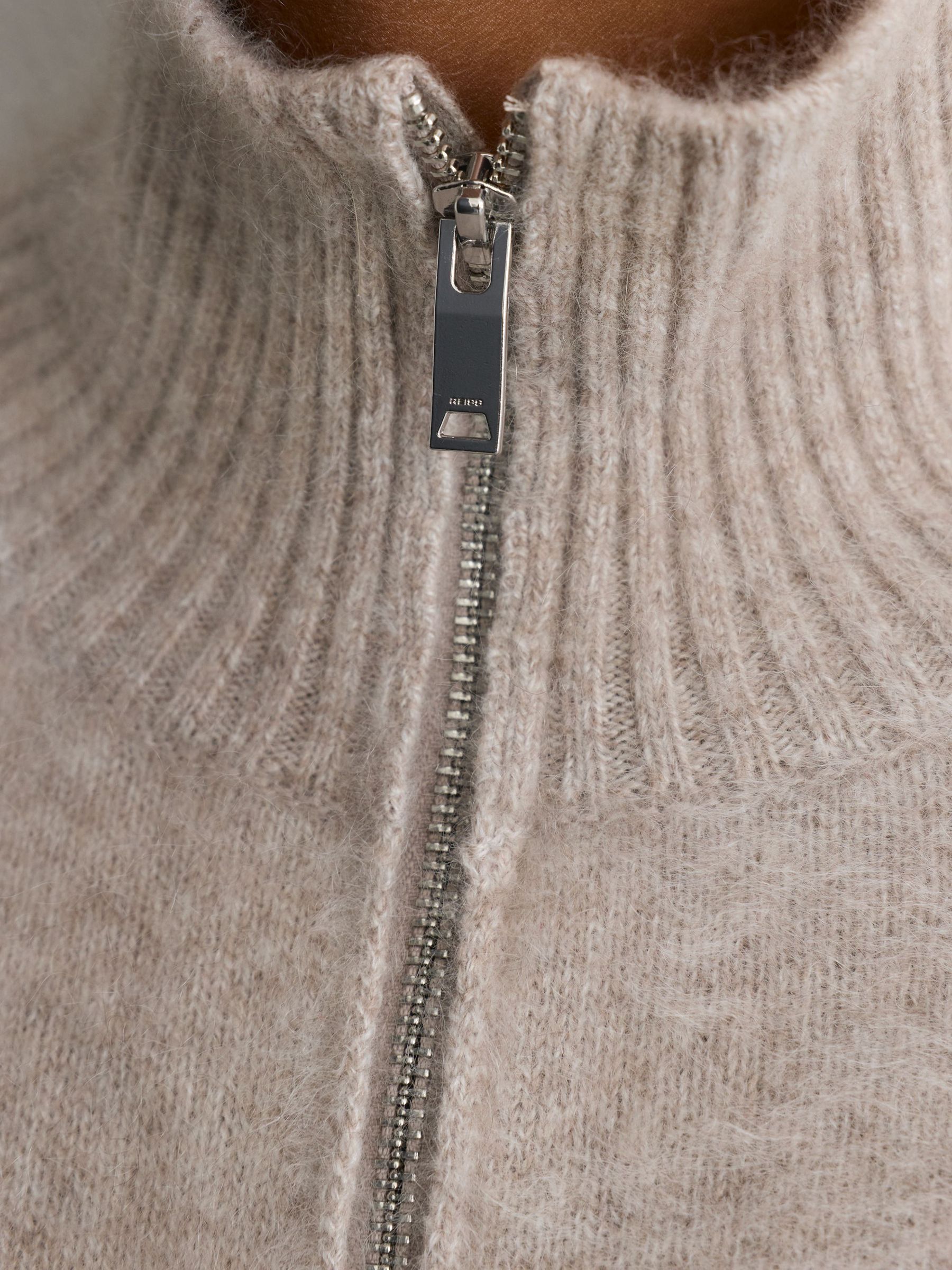 Brushed Cashmere Zip-Through Cardigan in Neutral - Image 8 of 10