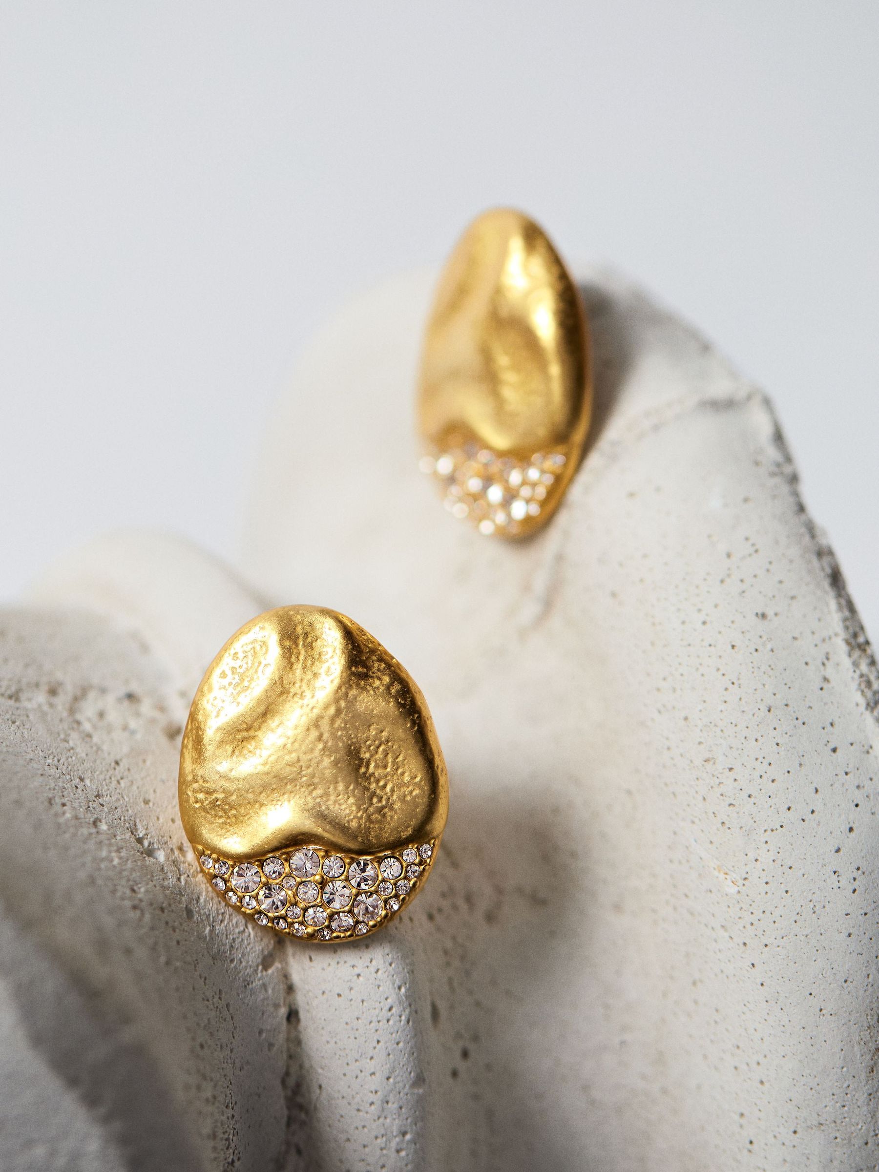 Crystal-Detail Molten Stud Earrings in Gold Tone - Image 4 of 5