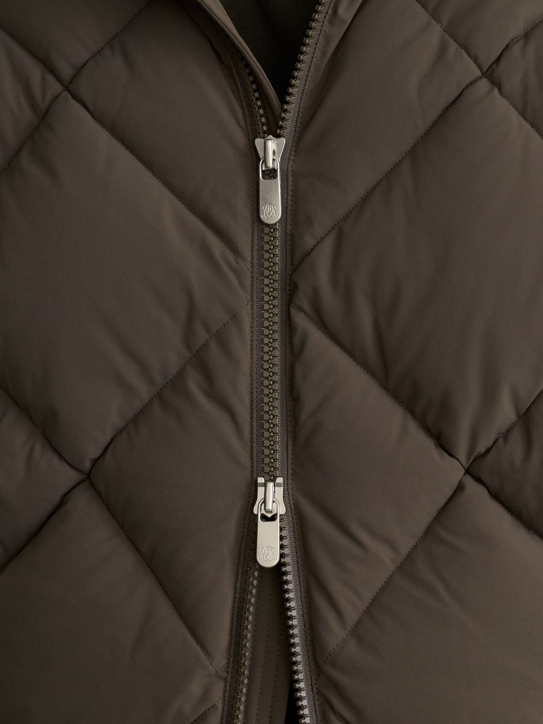 Monogram Quilted Puffer Jacket with Hood in Khaki Green - Image 7 of 11