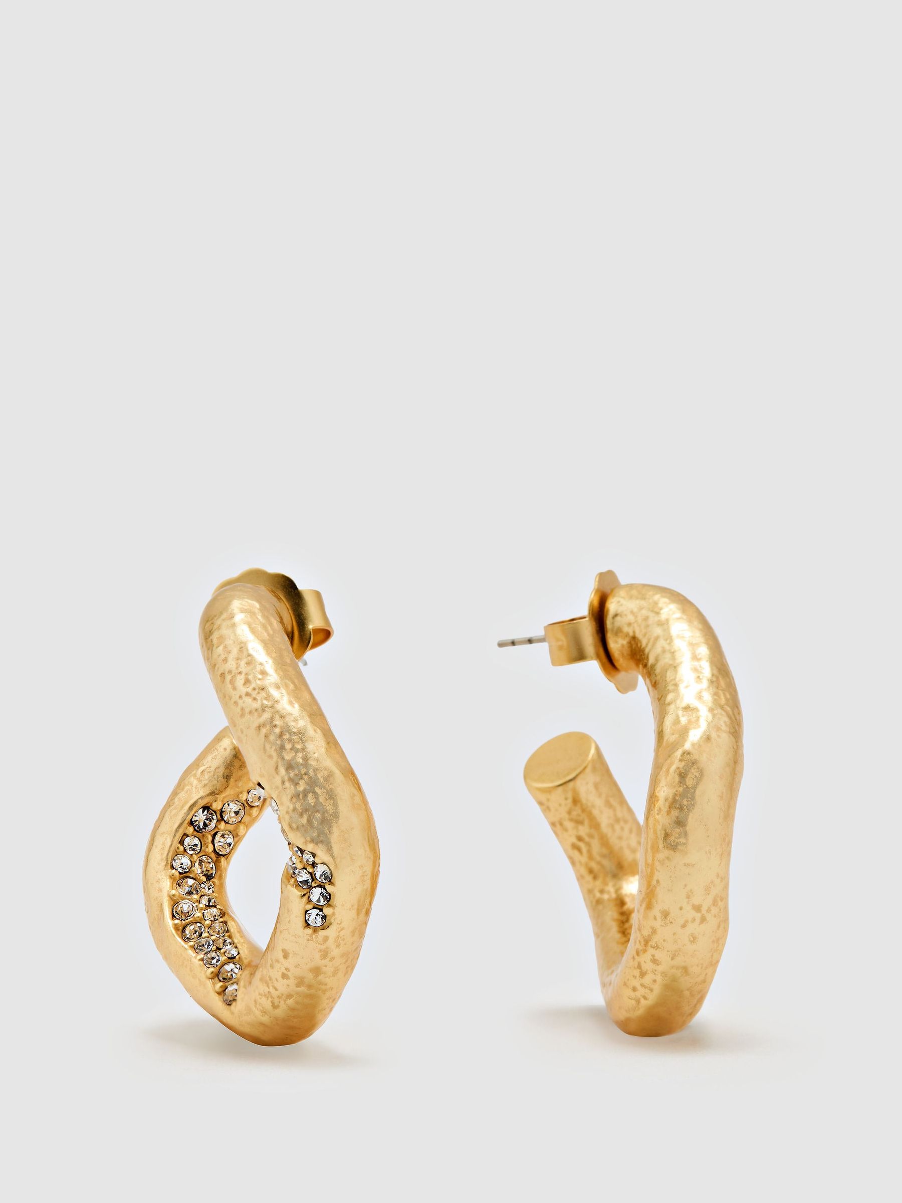 Reiss Fatima Crystal-Detail Sculpted Hoop Earrings - الصورة 1 من 4