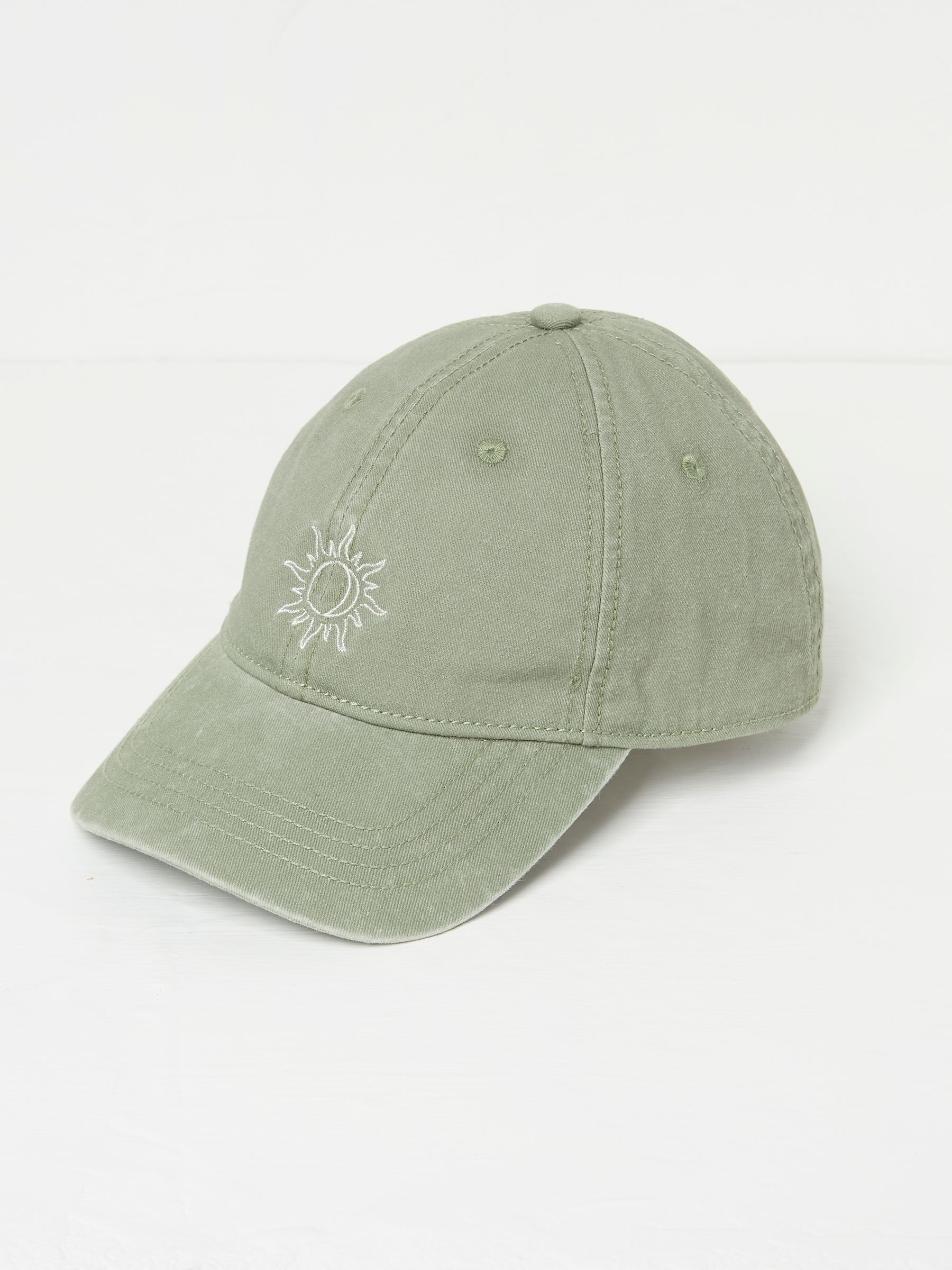 Green Embroidered Sun 100% Cotton Cap - Image 1 of 2
