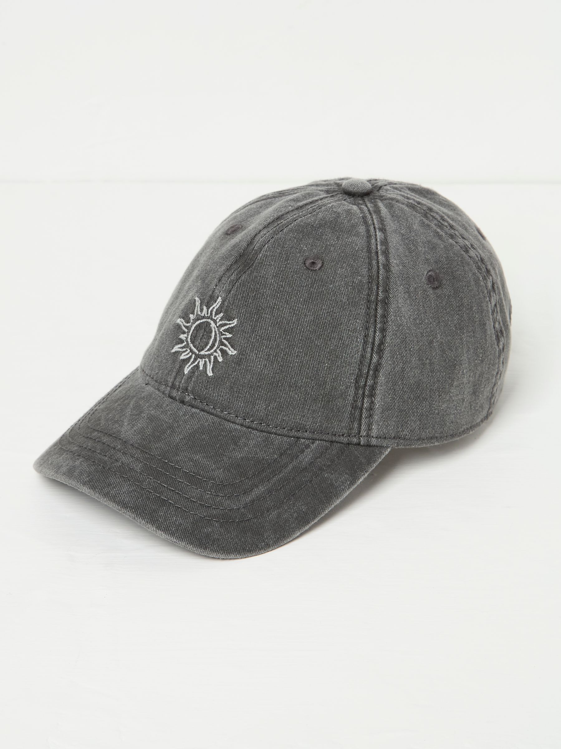 Grey Embroidered Sun 100% Cotton Cap - Image 2 of 3