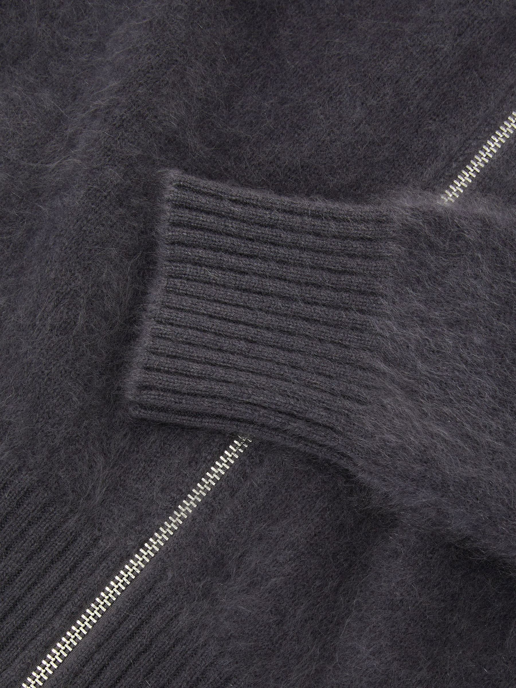 Brushed Cashmere Zip-Through Cardigan in Charcoal Grey - Image 9 of 9