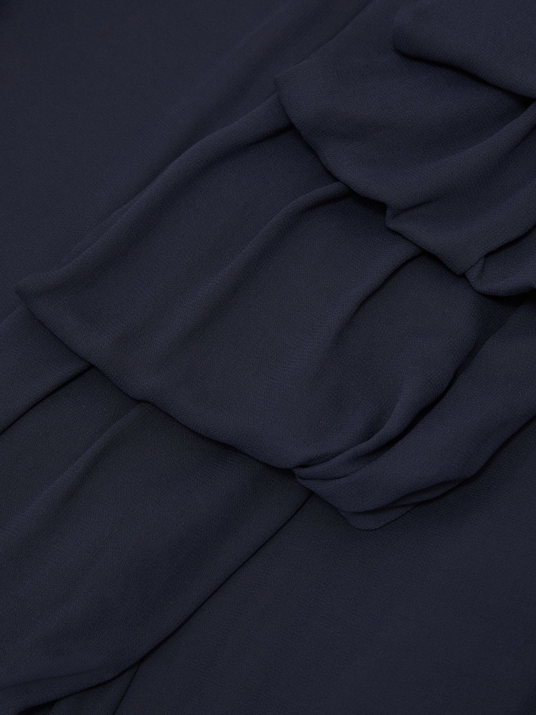Atelier Sheer Draped Ruffle-Detail Blouse in Navy - Image 7 of 7