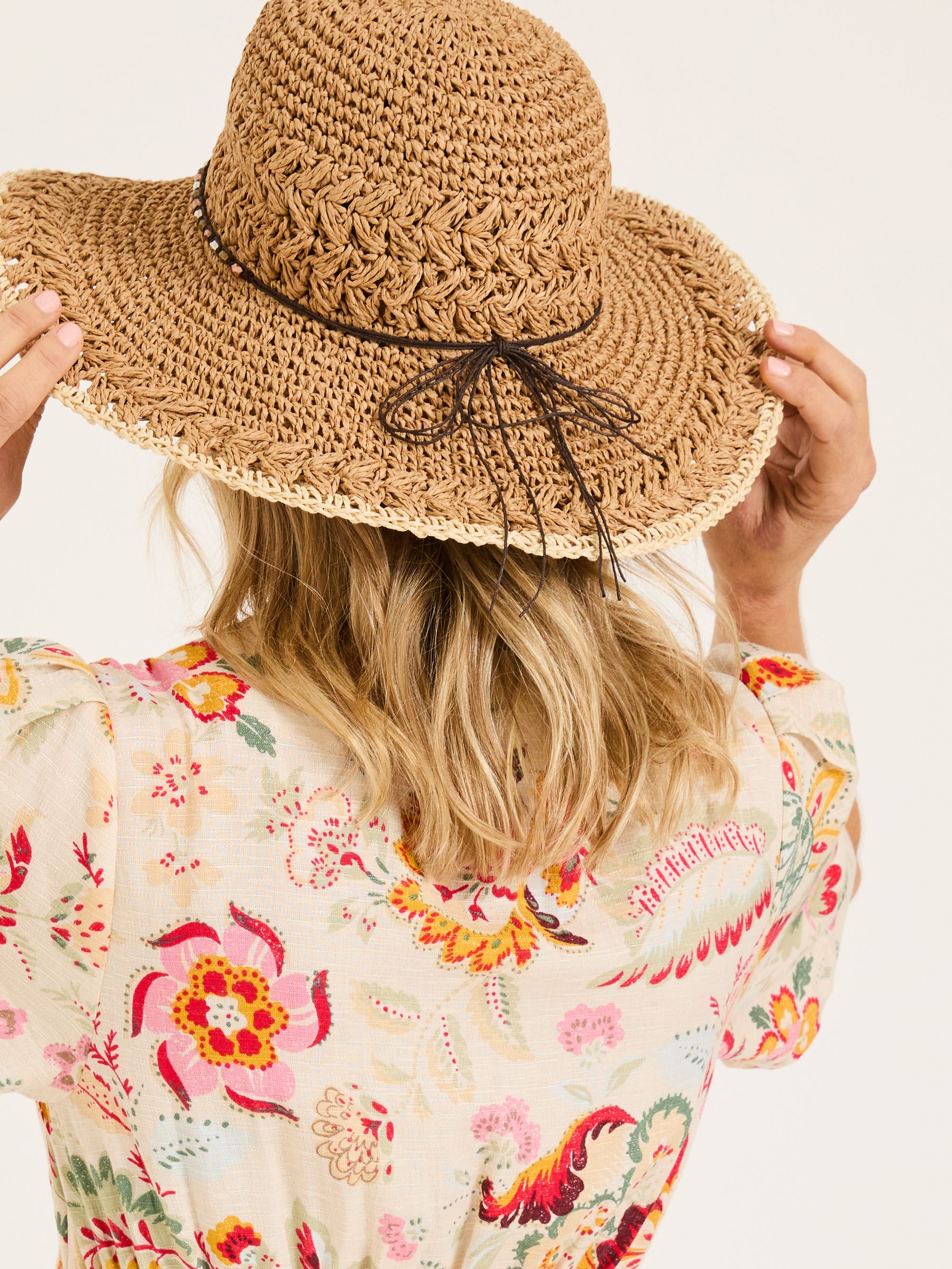 Natural Crochet Straw Hat - Image 2 of 4