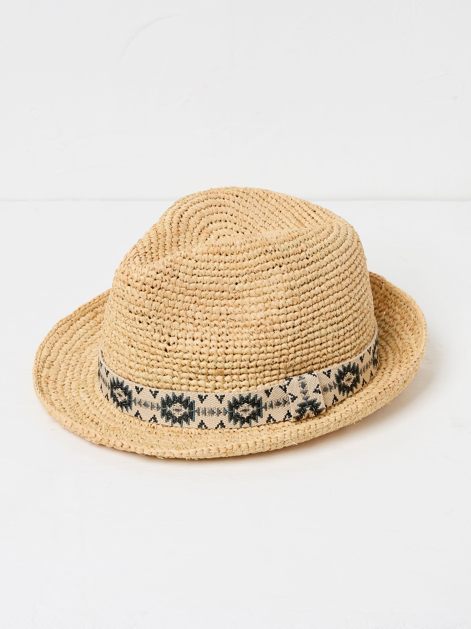 Natural Straw Trilby Hat FatFace