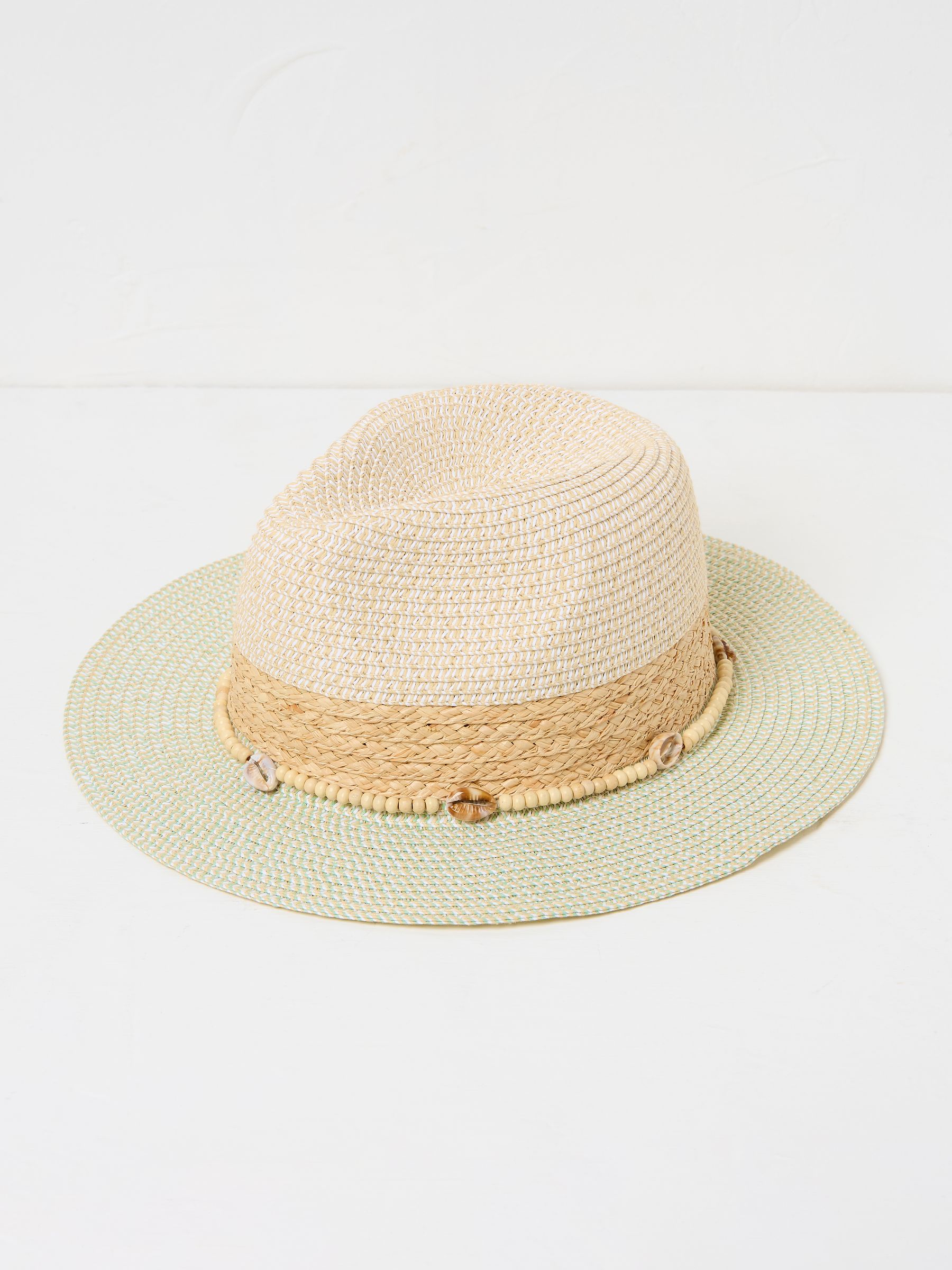 Green Haze Colour Block Straw Fedora Hat - Image 1 of 2