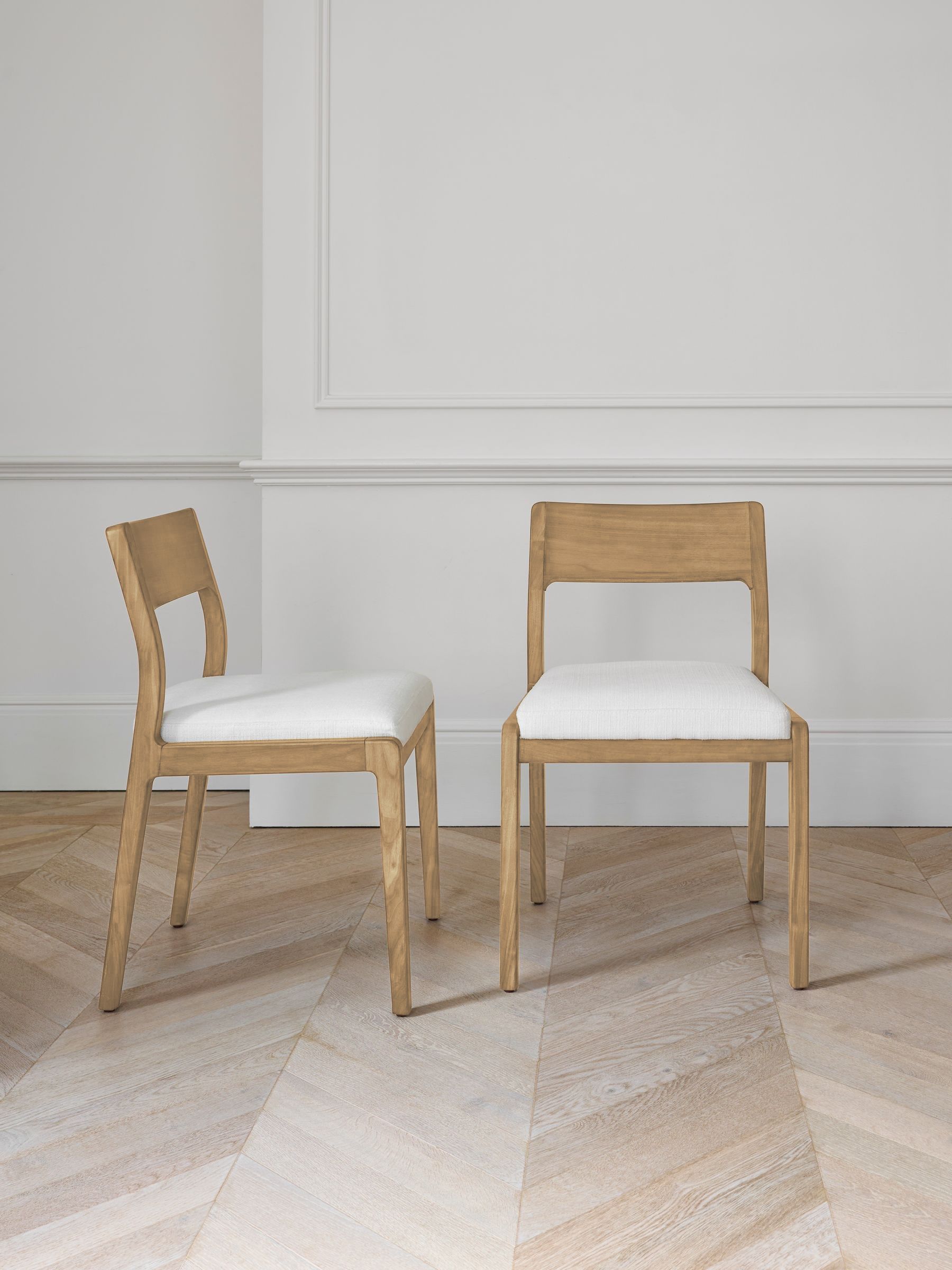 Jasper Conran London Set of 2 Oak Frame Natural Belgrave Dining Chairs - Image 2 of 7