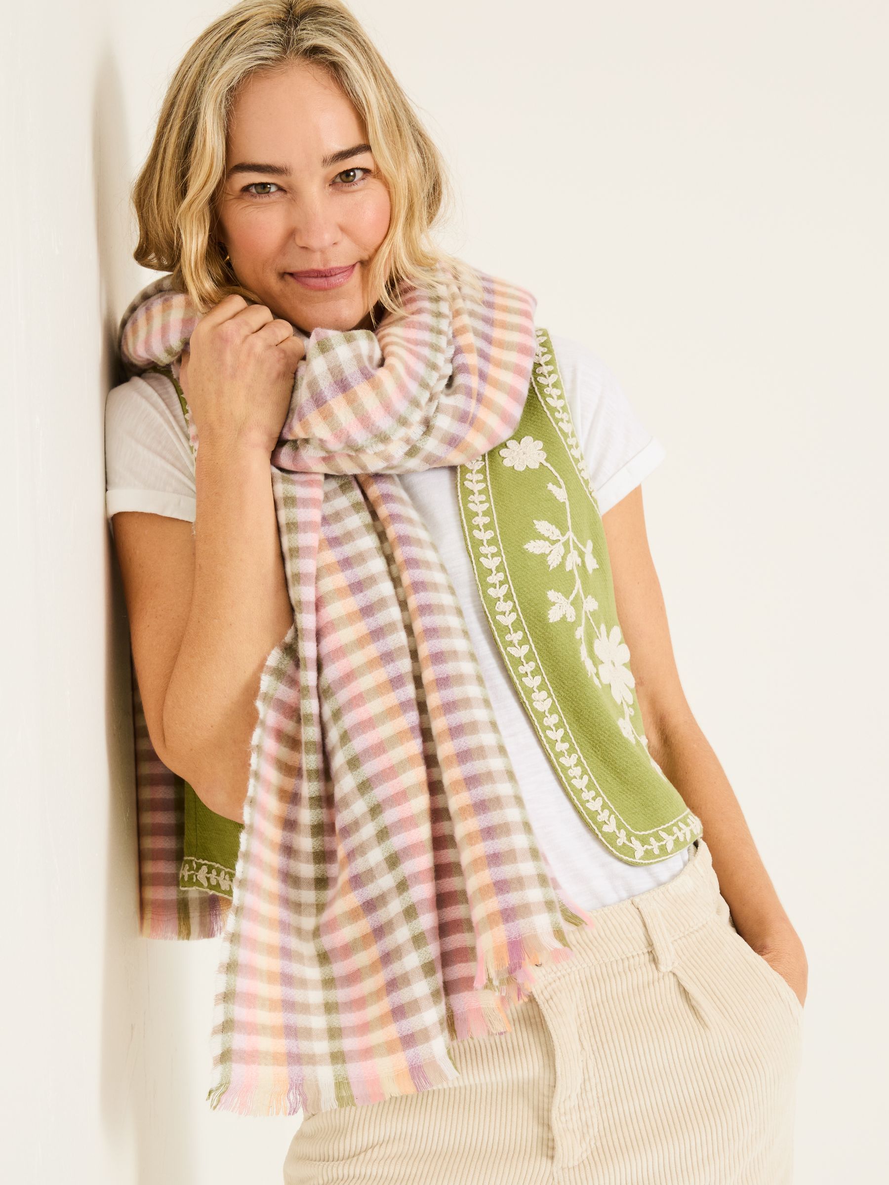 Multi Bea Gingham Scarf - Image 1 of 4