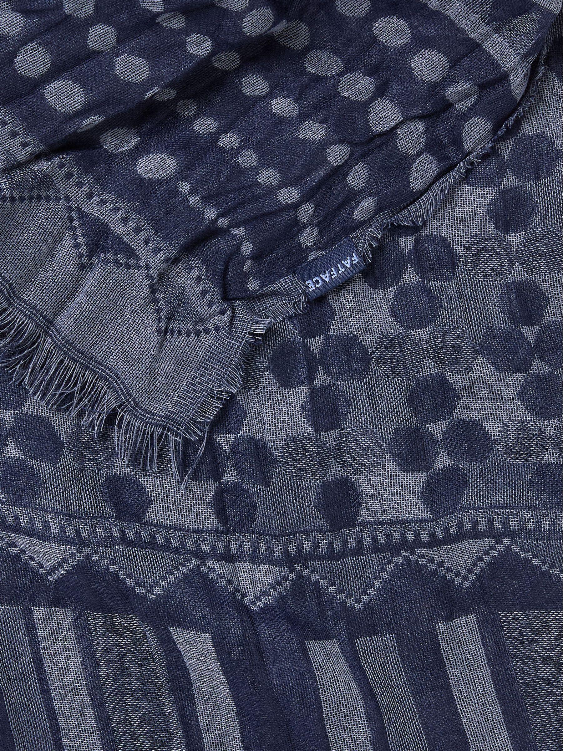 Navy Floral Jaquard Scarf - Image 2 of 2