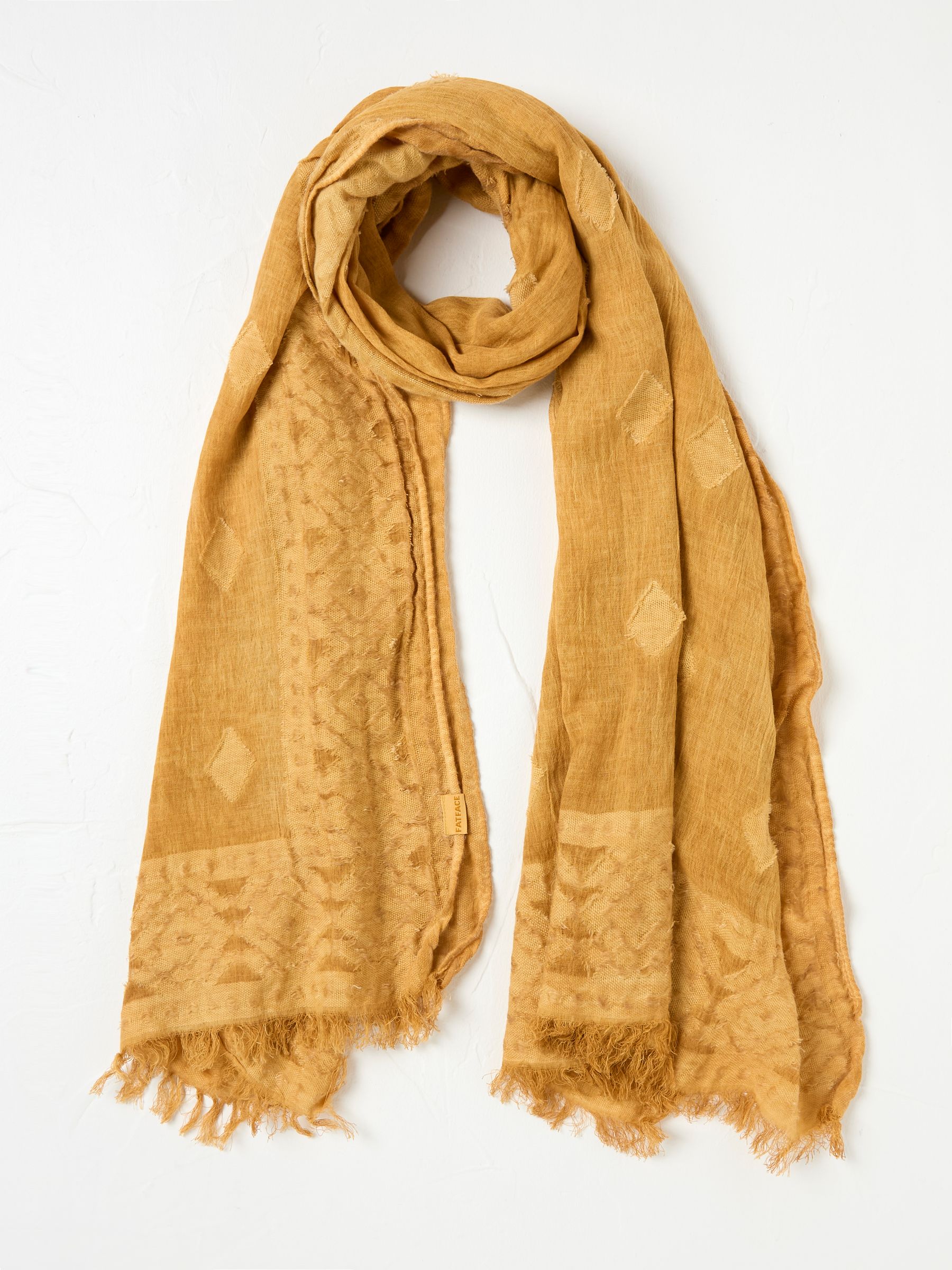 Mustard Yellow Jaquard Scarf - Image 1 of 2