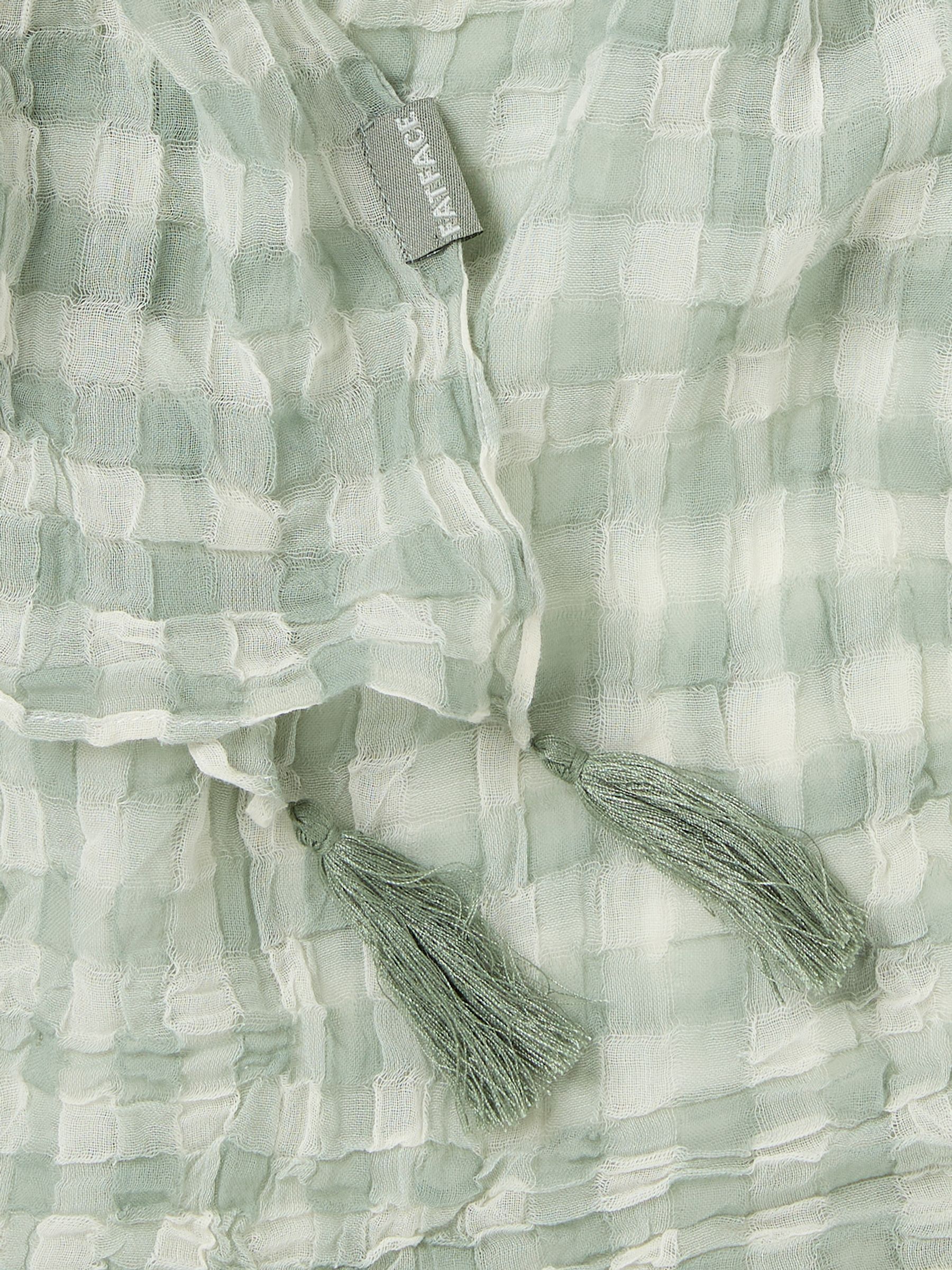 Green 100% Cotton Gingham Lightweight Scarf - Image 2 of 2