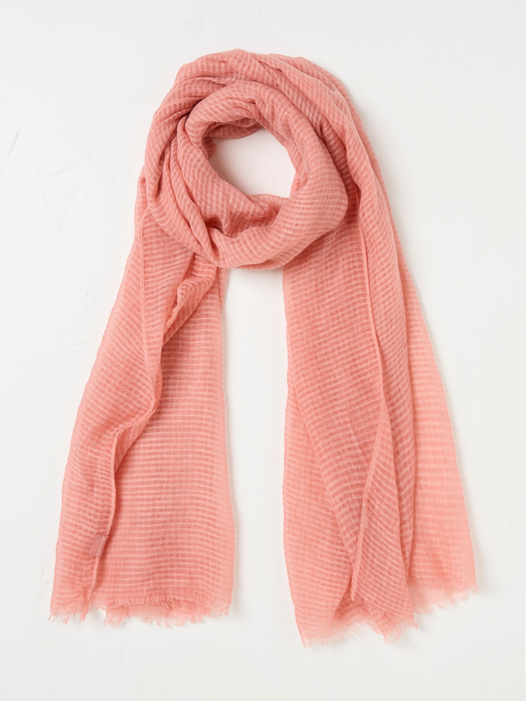 Coral Pink Semi Plain Lightweight Scarf - Image 1 of 2