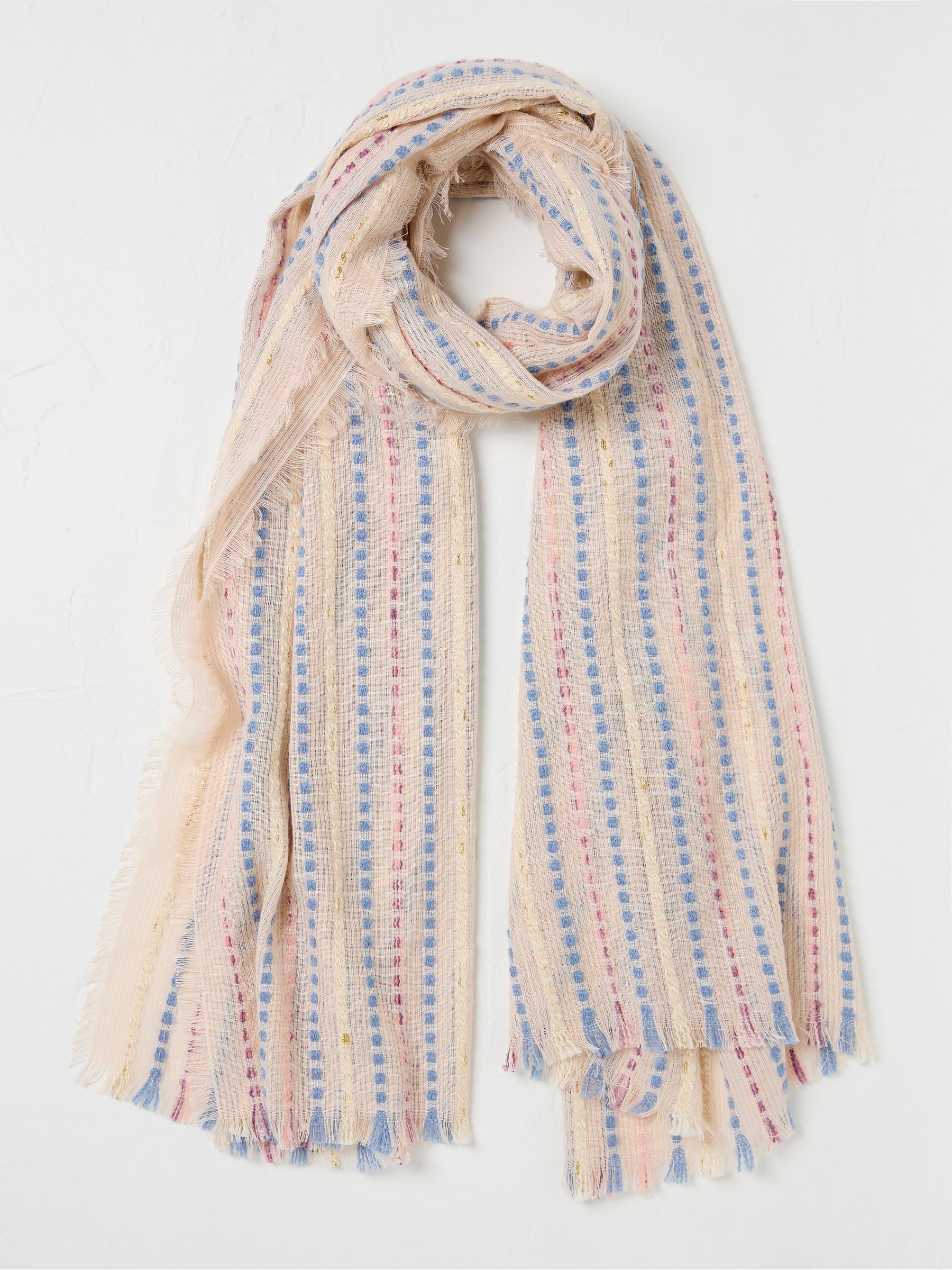 Ivory Stripe Textured Scarf - Image 1 of 2