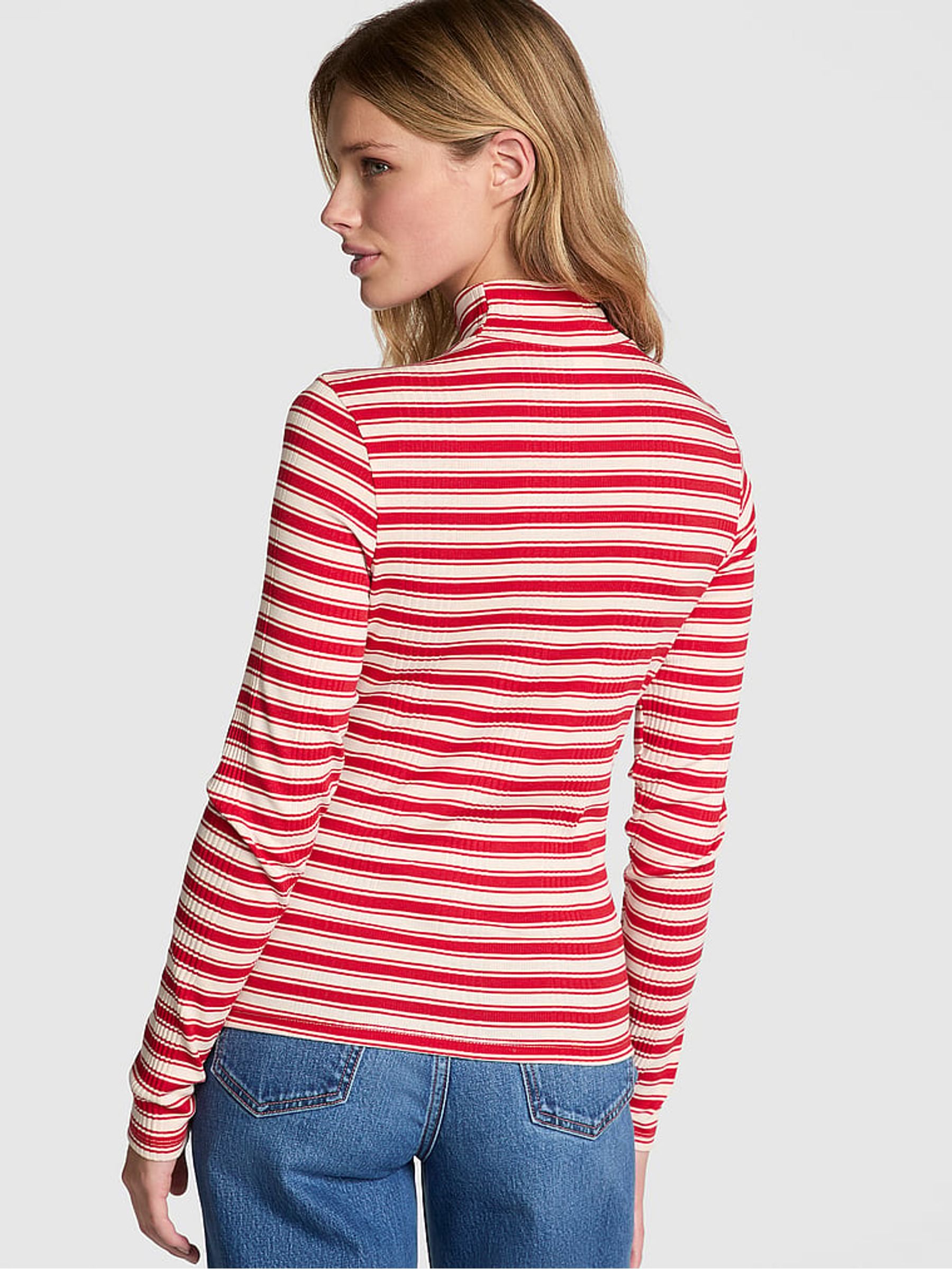Red Pepper Stripe Ribbed Long Sleeve T-Shirt - Image 2 of 3