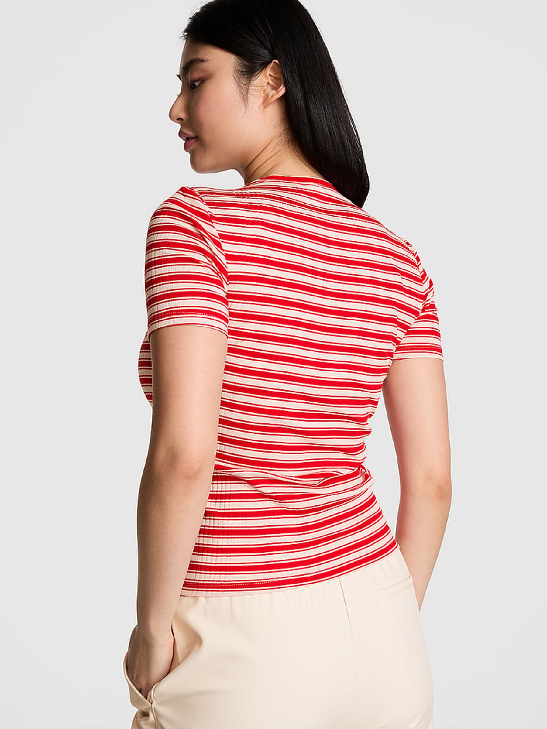 Red Pepper Stripe Ribbed T-Shirt - Image 2 of 3