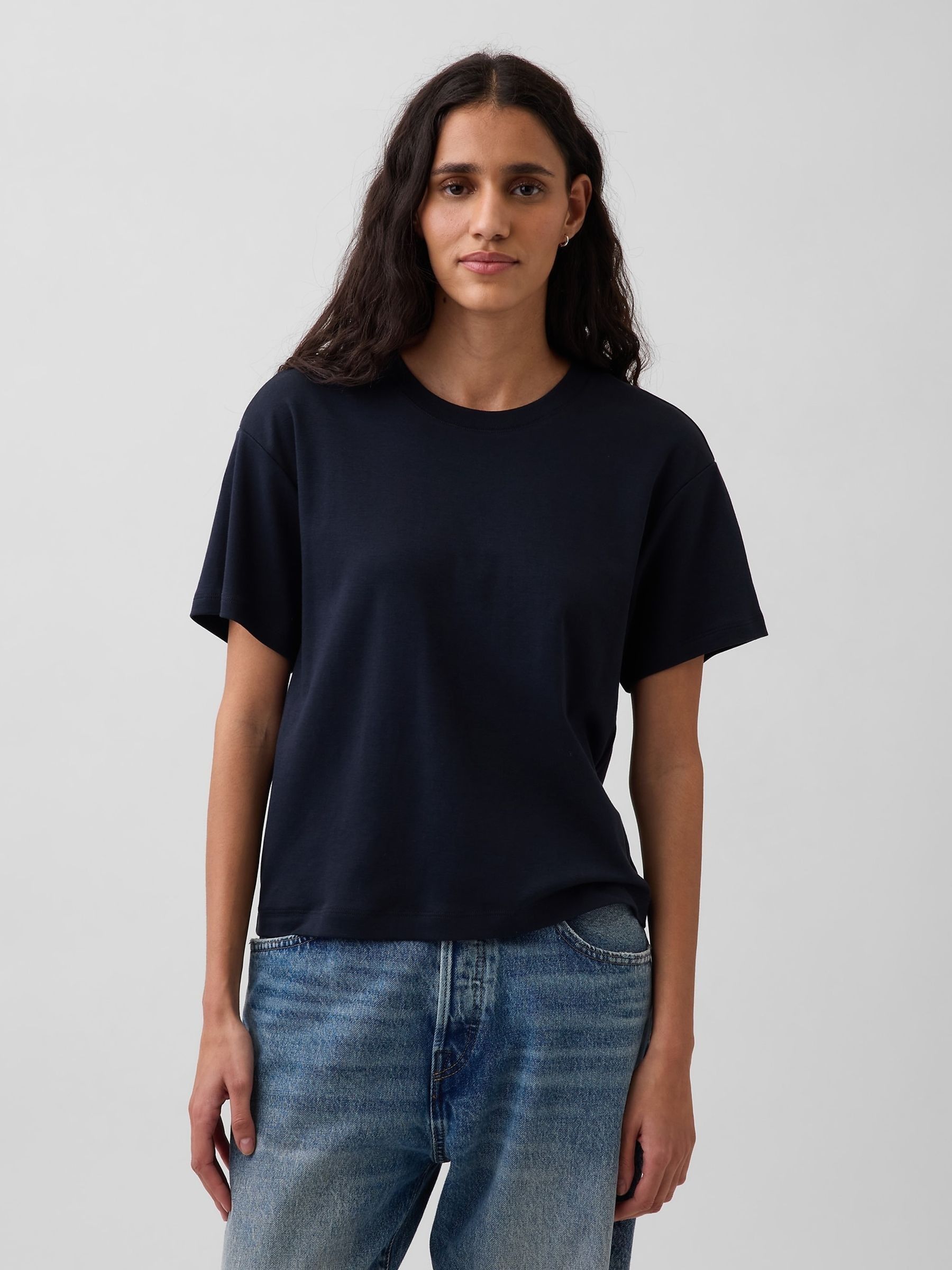 Navy Supima® Cotton Relaxed T-Shirt - Image 1 of 4
