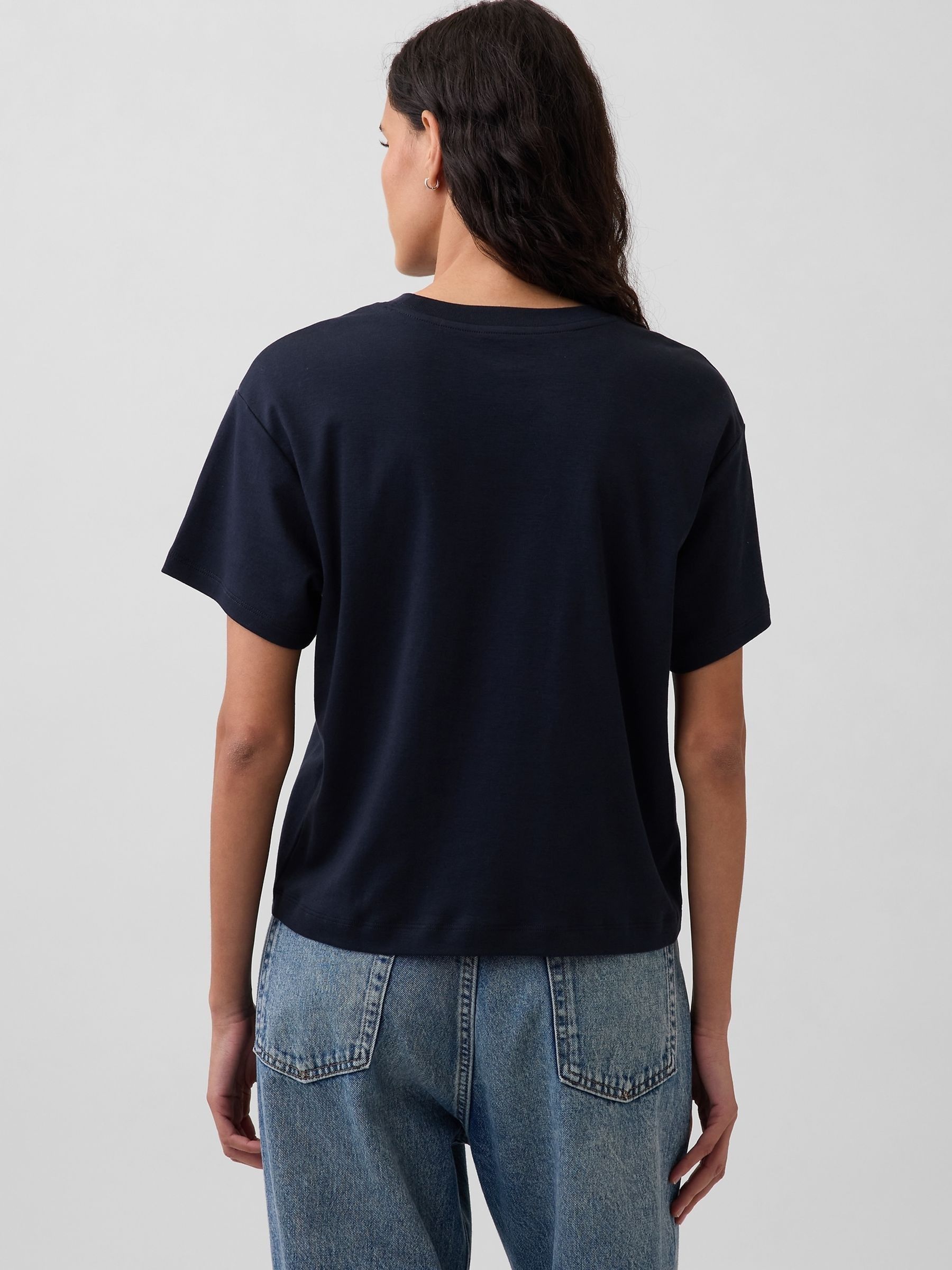 Navy Supima® Cotton Relaxed T-Shirt - Image 2 of 4