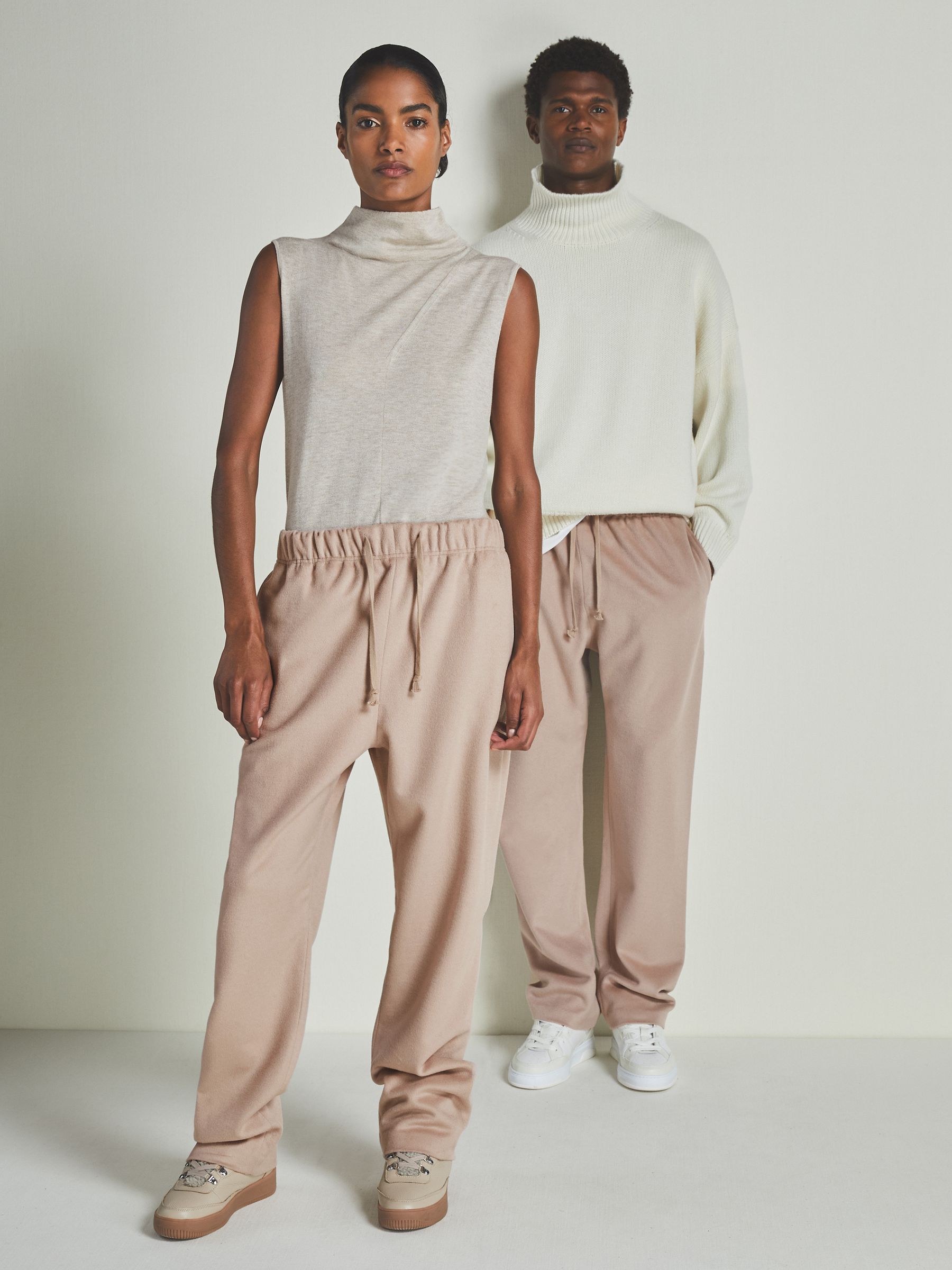Reiss | Les 100 Ciels Merino and Silk Joggers in Neutral - Image 6 of 6