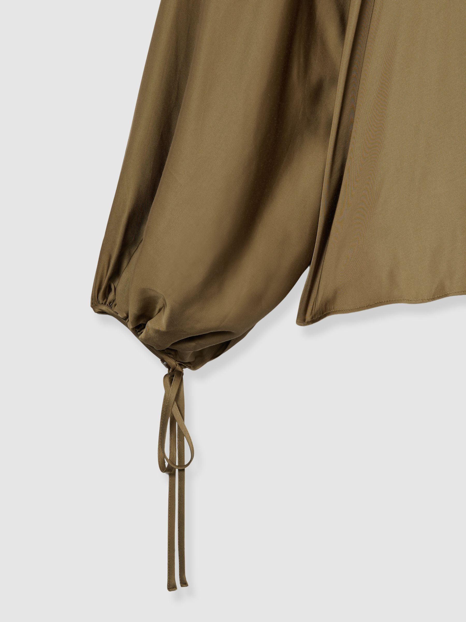 Atelier Gathered-Satin Top in Khaki - Image 7 of 7