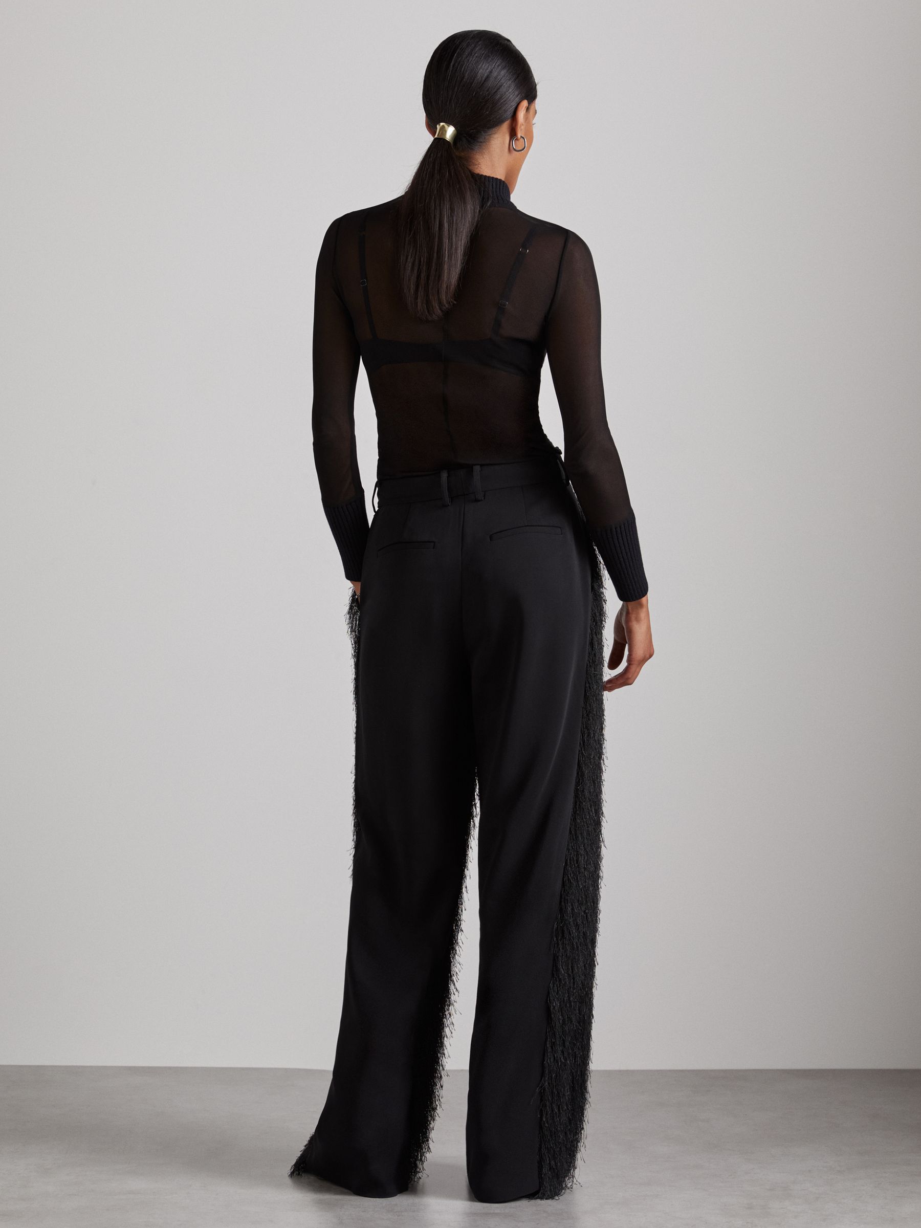 Atelier Fringed Crepe Trousers in Black - Image 6 of 7