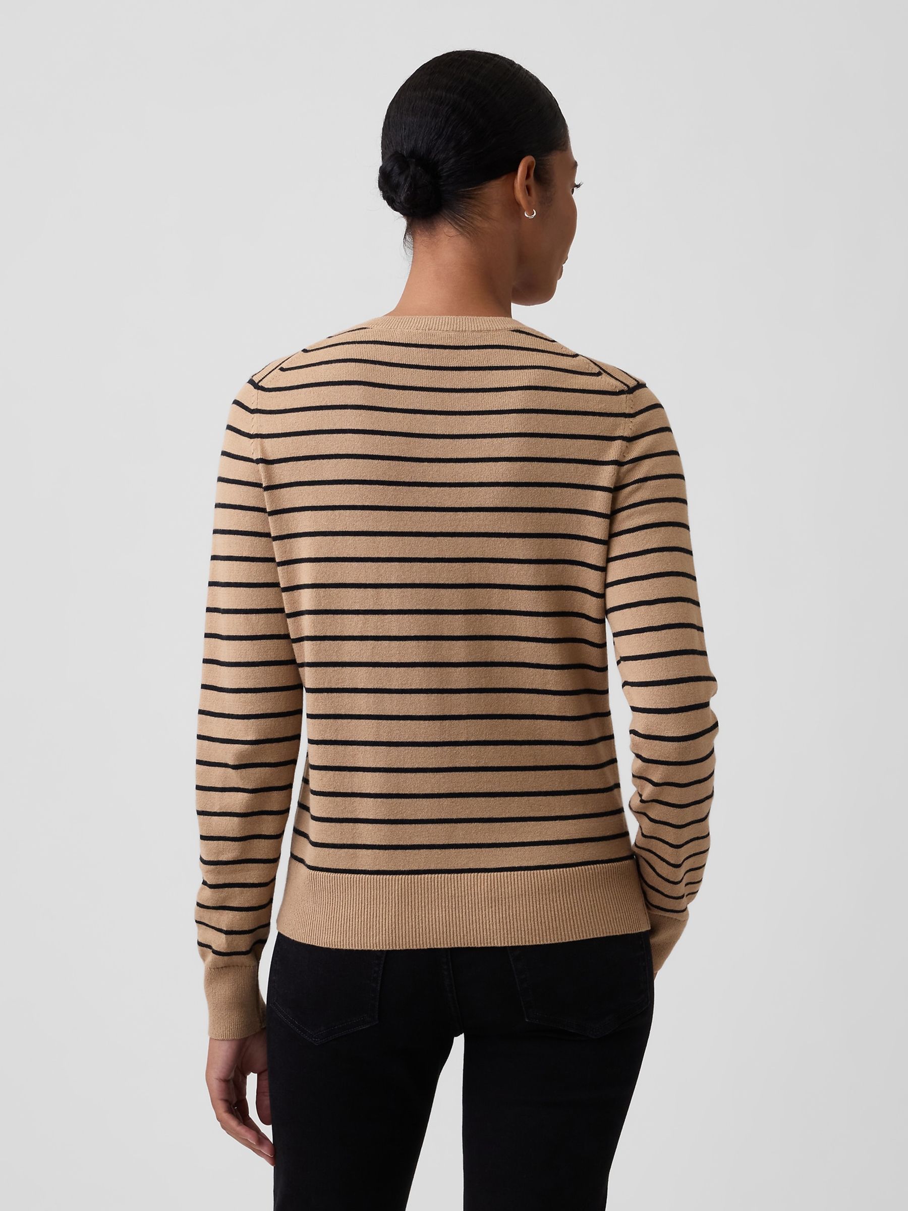 Brown Stripe Crew Neck Cardigan - Image 2 of 5