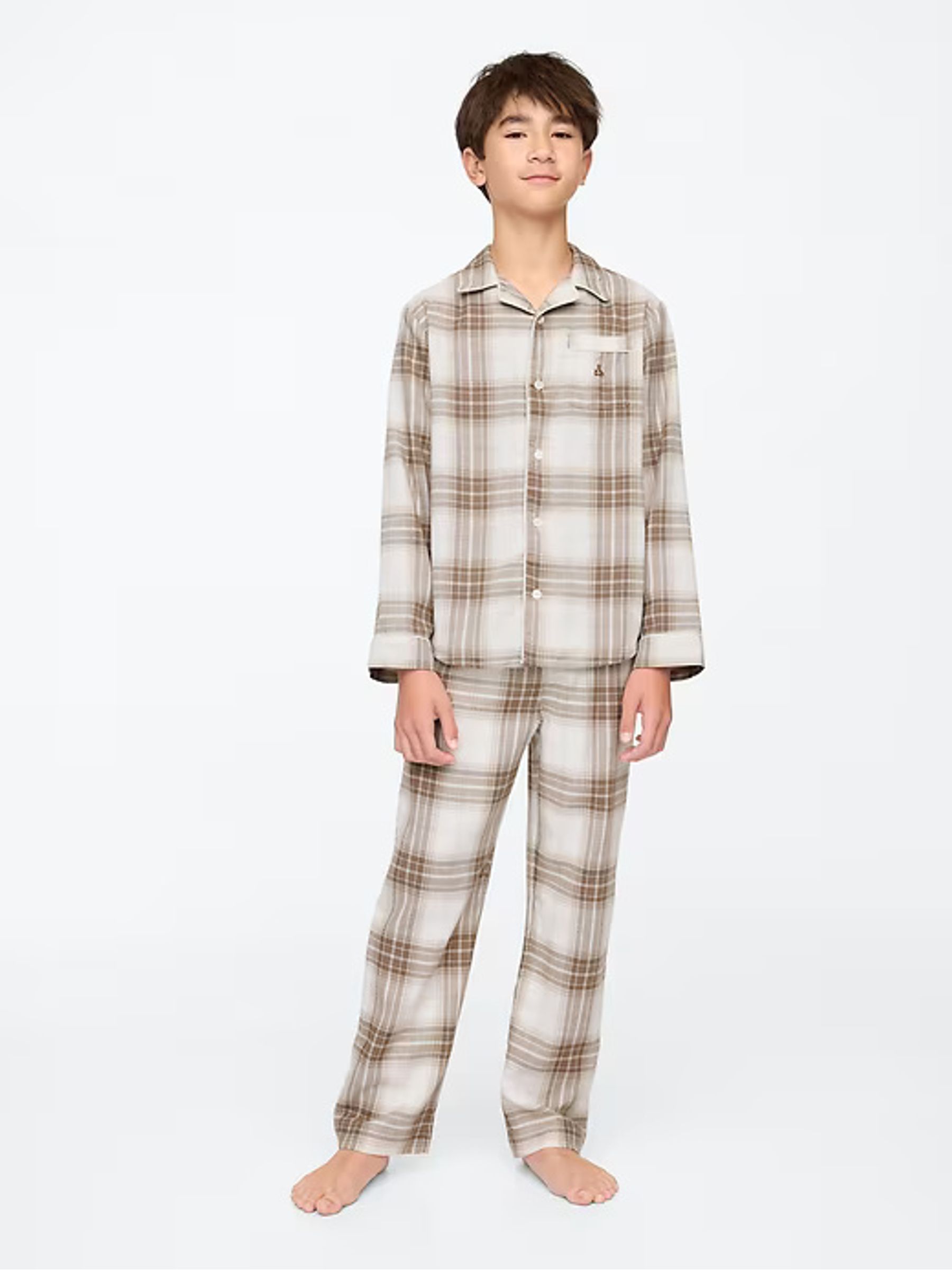 Beige Long Sleeve Flannel Pyjama Set (4-13yrs) - Image 4 of 7
