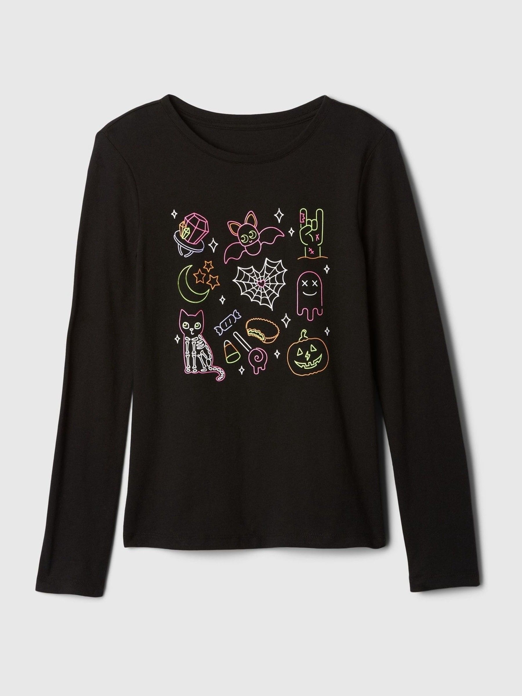 Black Halloween Graphic Long Sleeve T-Shirt - Image 1 of 3