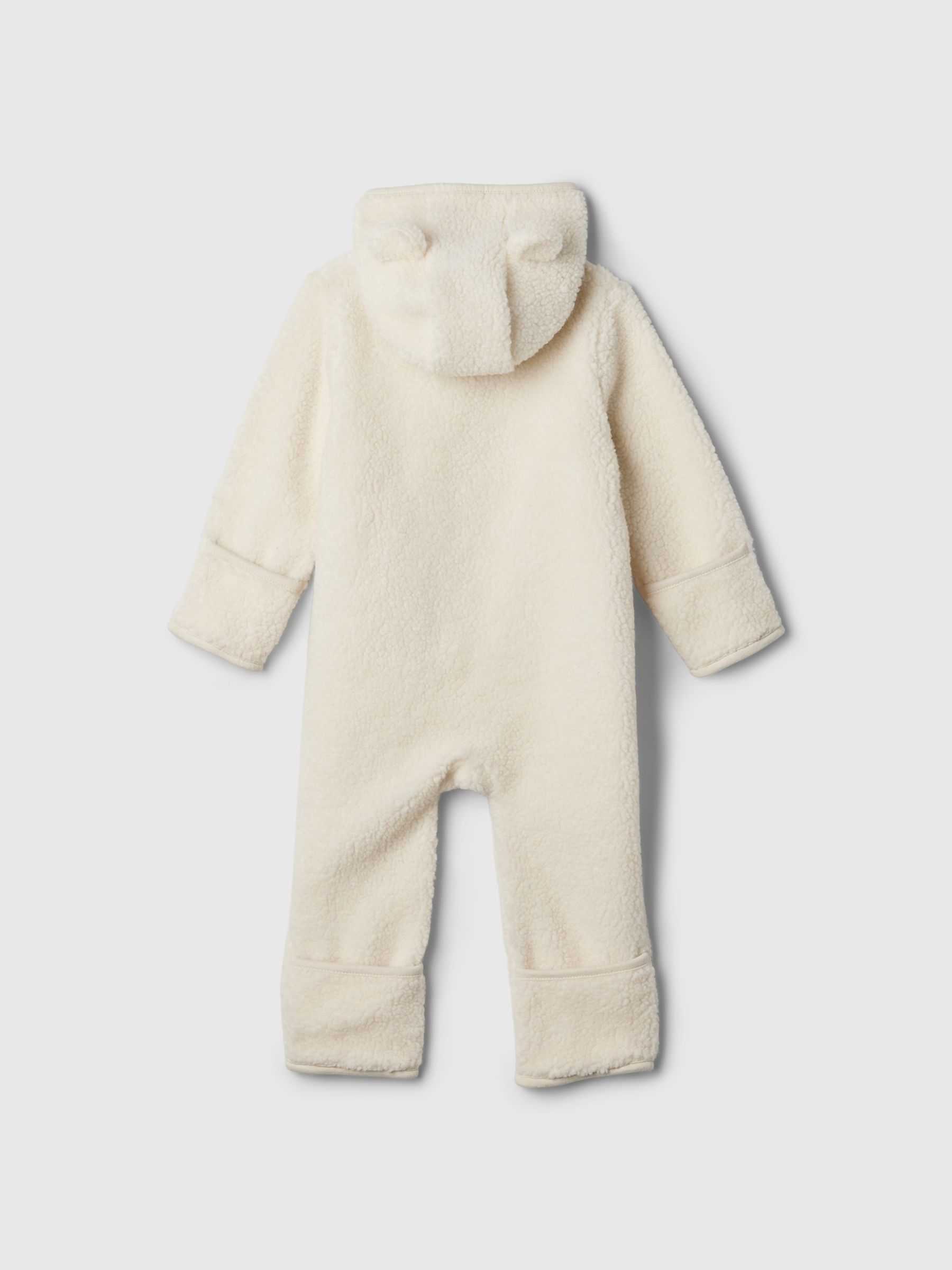 White Sherpa Bear Hooded Footless Pramsuit (Newborn-24mths) - Image 2 of 2