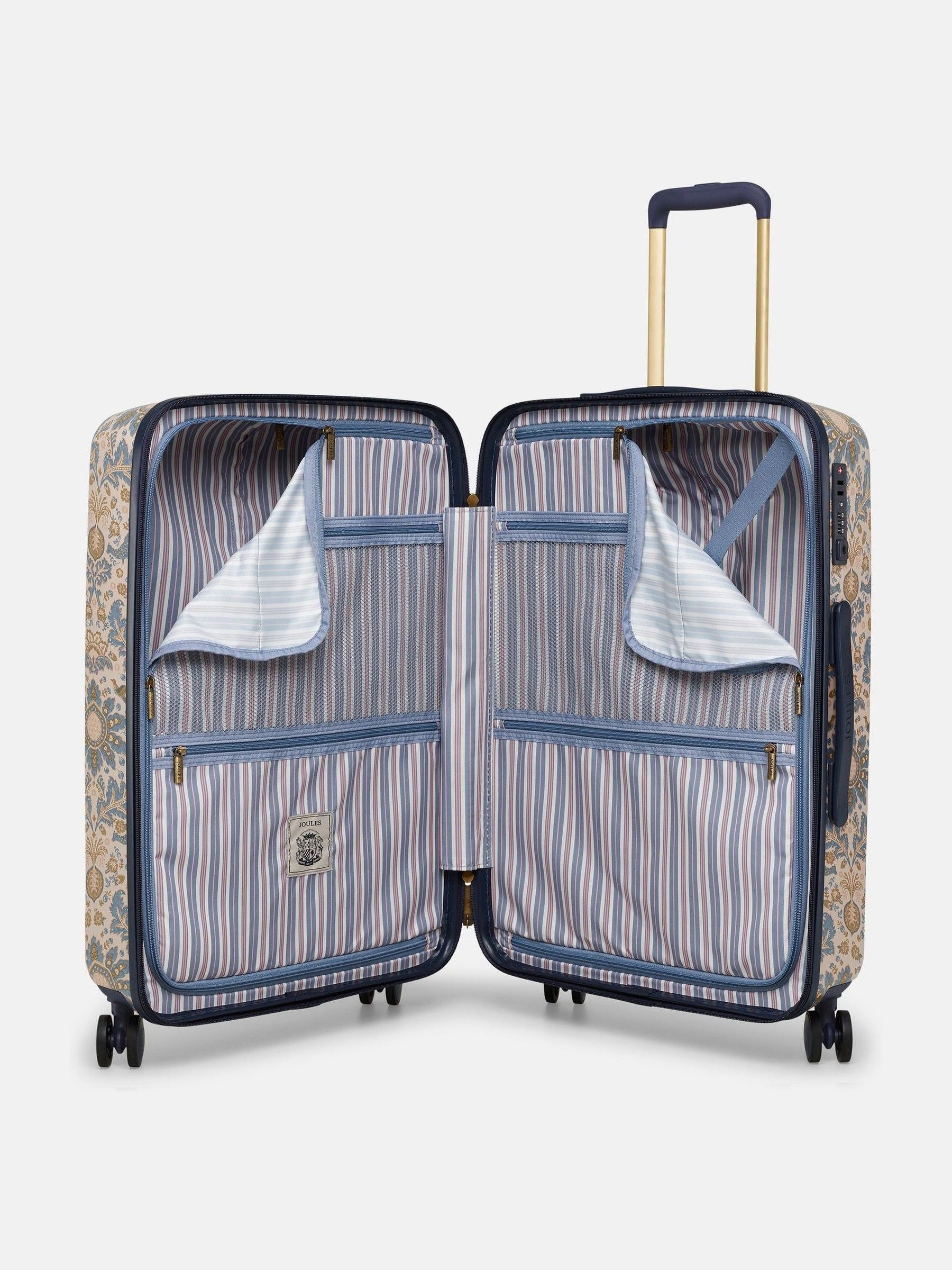 Damask Print Medium Four Wheel Hard Shell Suitcase - Image 4 of 7