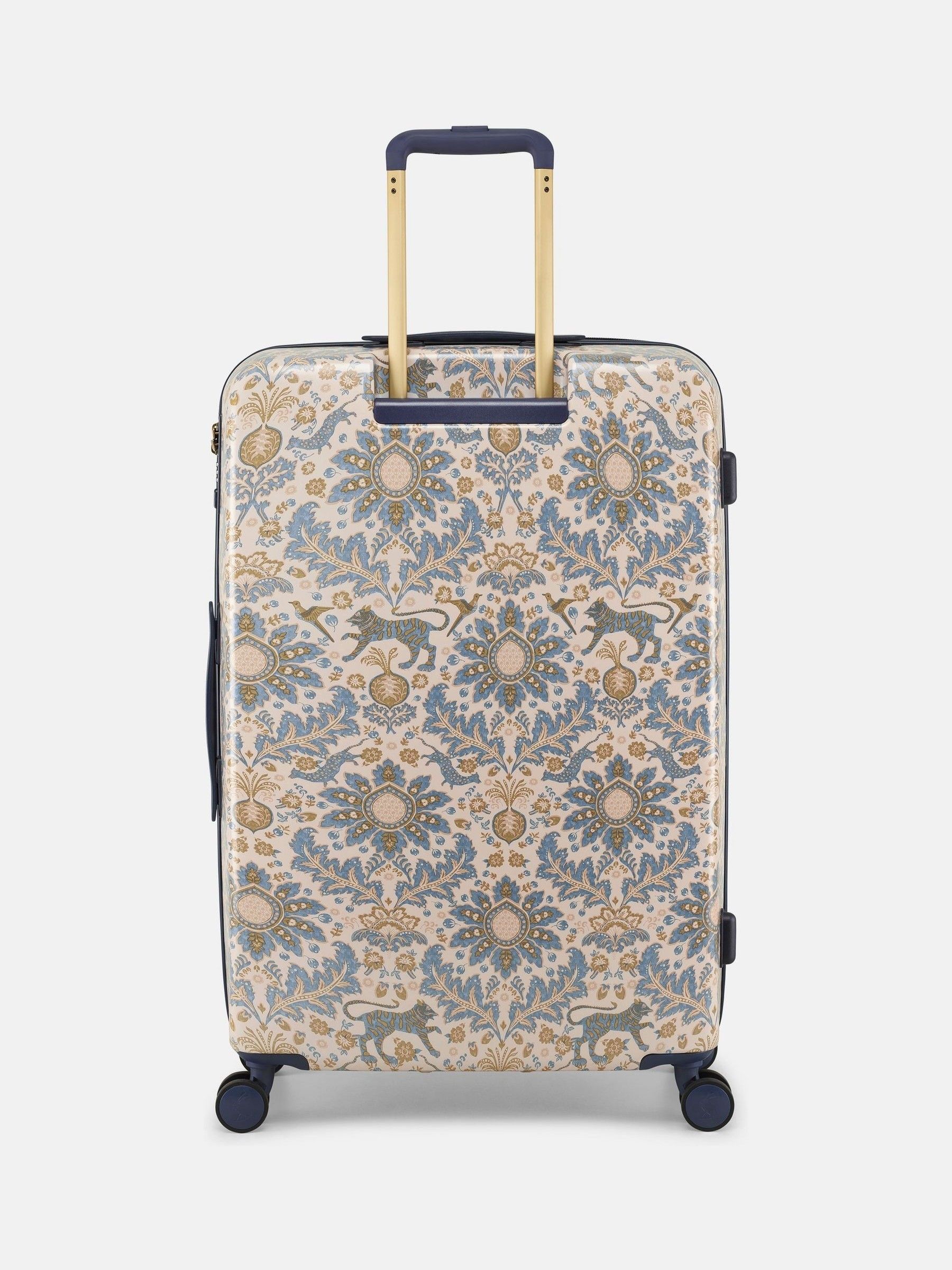 Damask Print Large Four Wheel Hard Shell Suitcase - Image 5 of 9