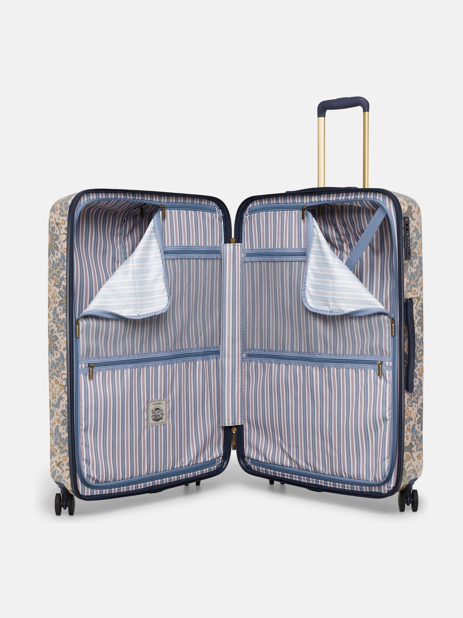 Damask Print Large Four Wheel Hard Shell Suitcase - Image 6 of 9