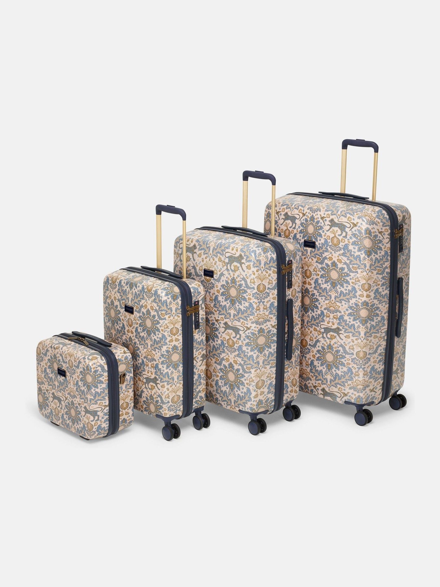 Damask Print Large Four Wheel Hard Shell Suitcase - Image 7 of 9