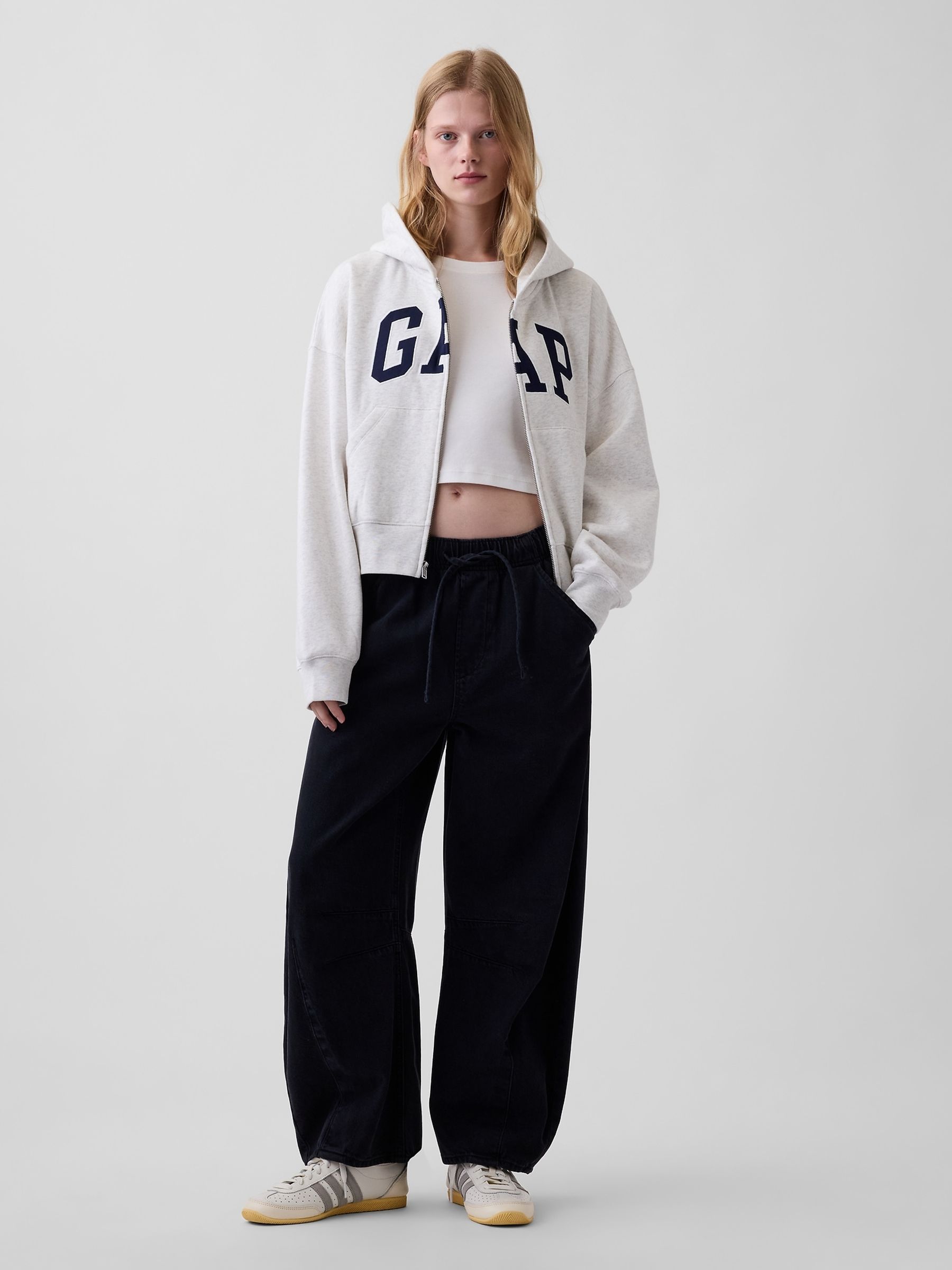 Grey Vintage Soft Oversized Logo Zip-Up Hoodie - Image 3 of 4
