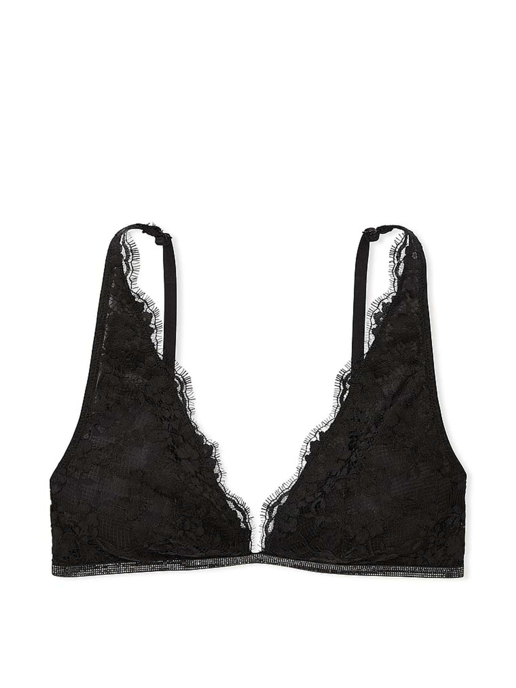 Black Twinkle Lace Elongated Triangle Bralette - Image 3 of 3
