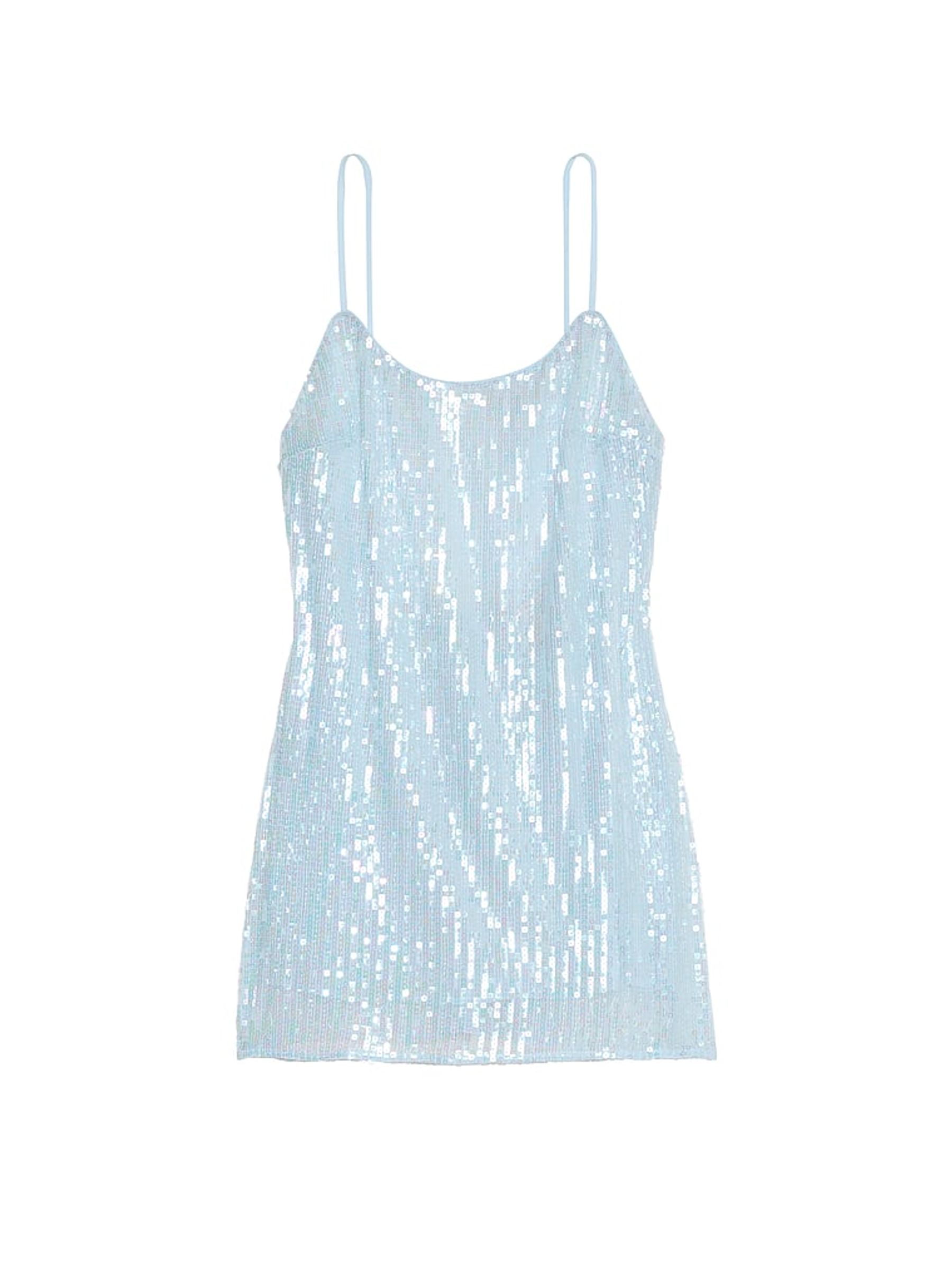 Light Blue Sequin Slip Dress - Image 3 of 3