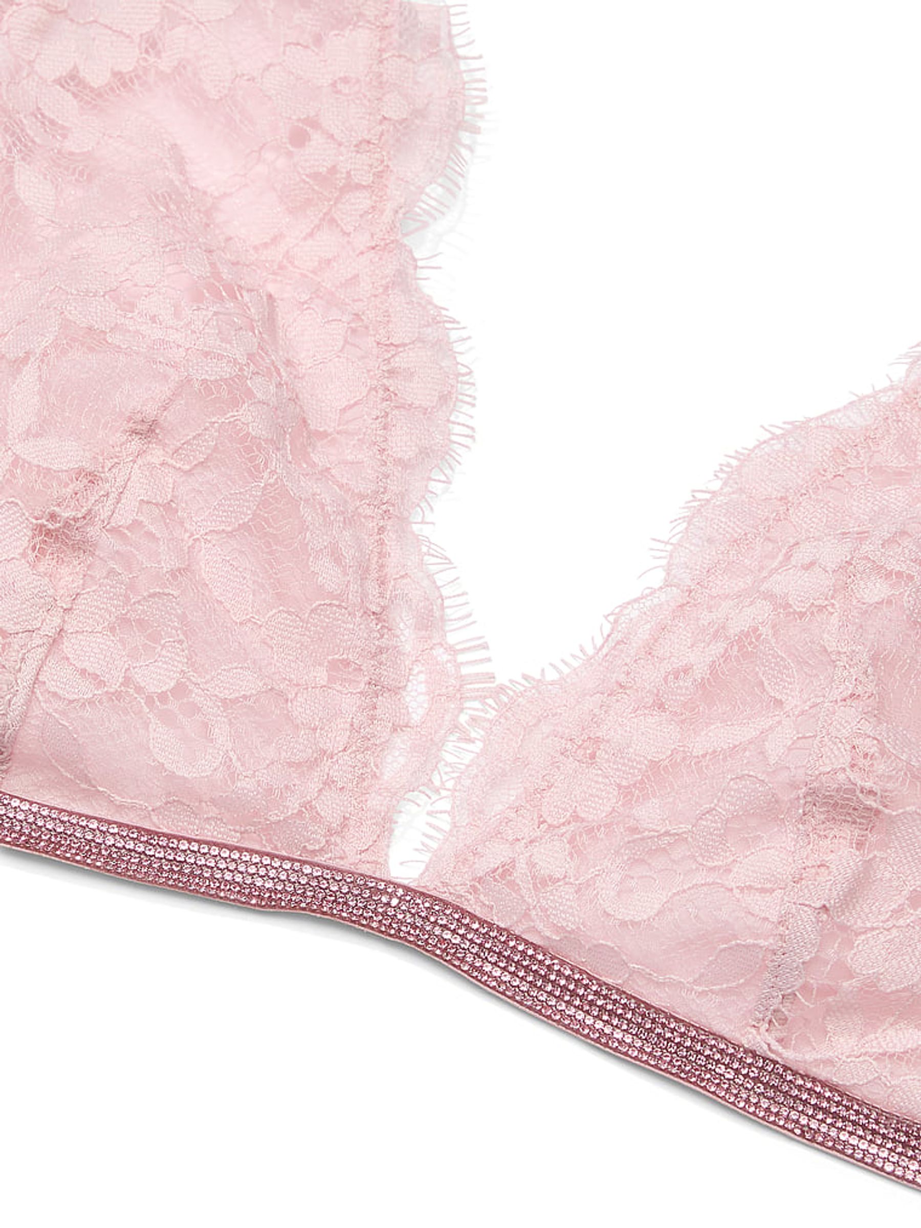 Chalk Rose Pink Twinkle Lace Elongated Triangle Bralette - Image 4 of 4