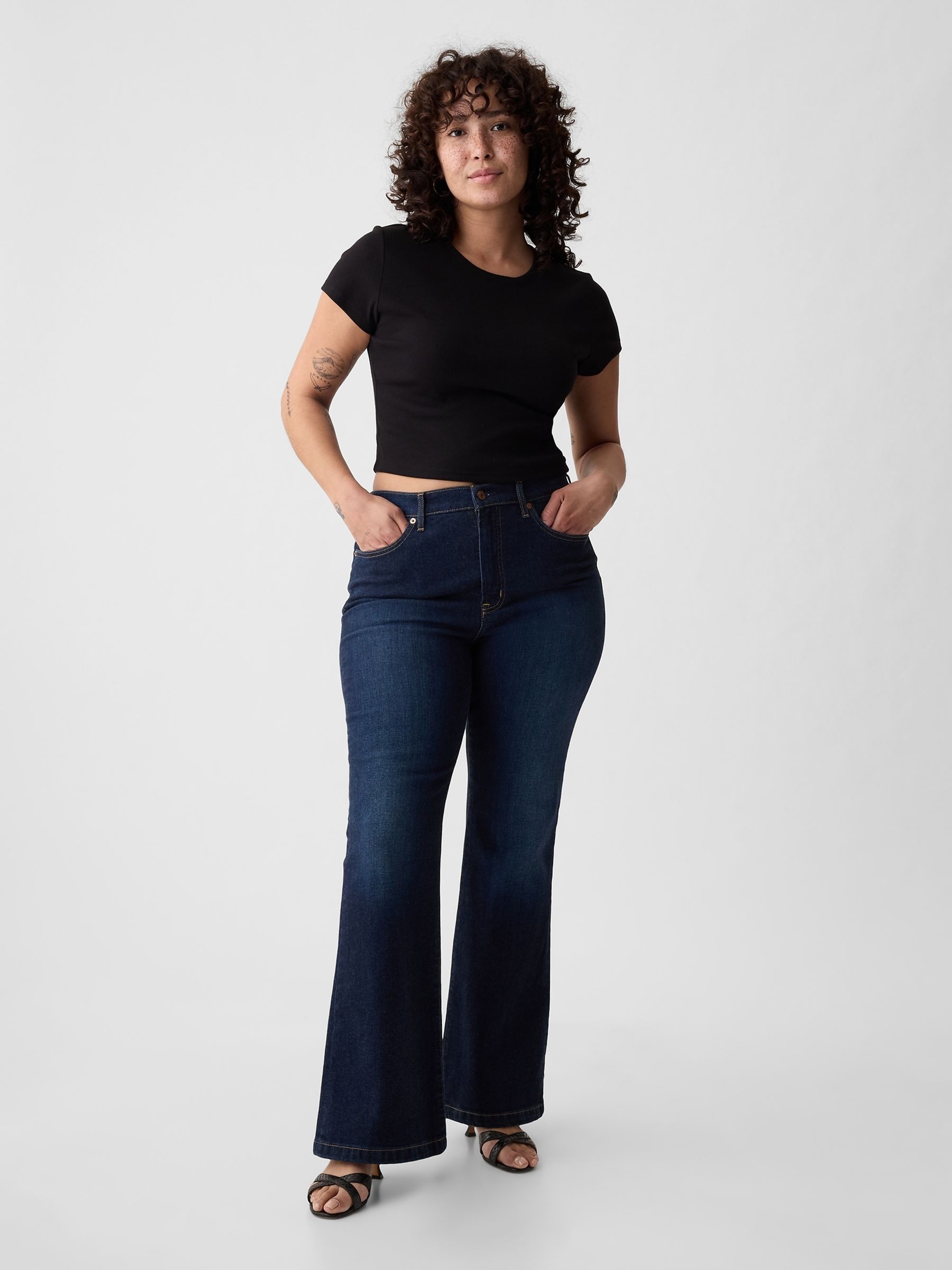 Blue High Waisted 70s Flare Jeans | Gap