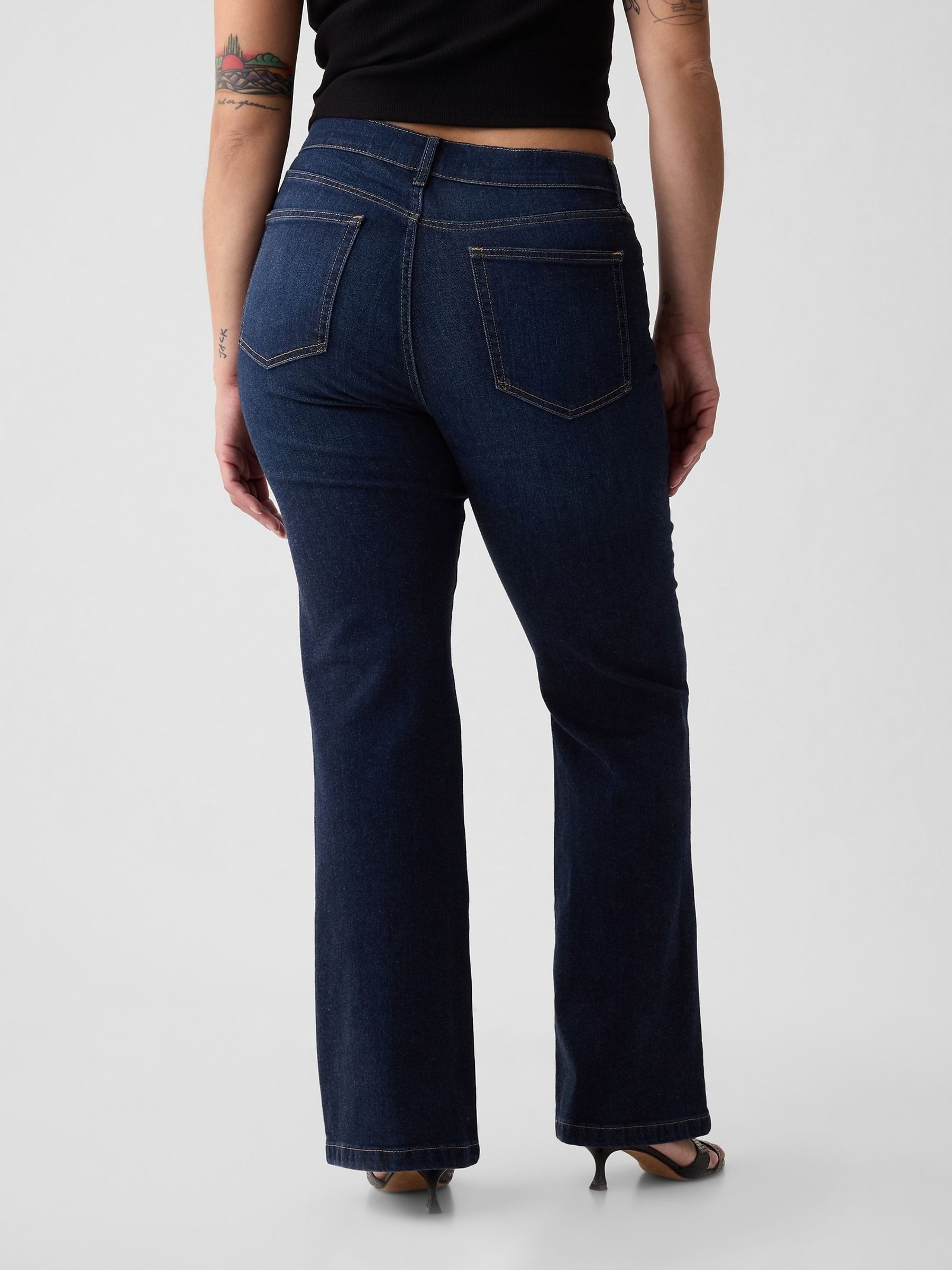 Blue High Waisted 70s Flare Jeans - Image 7 of 10