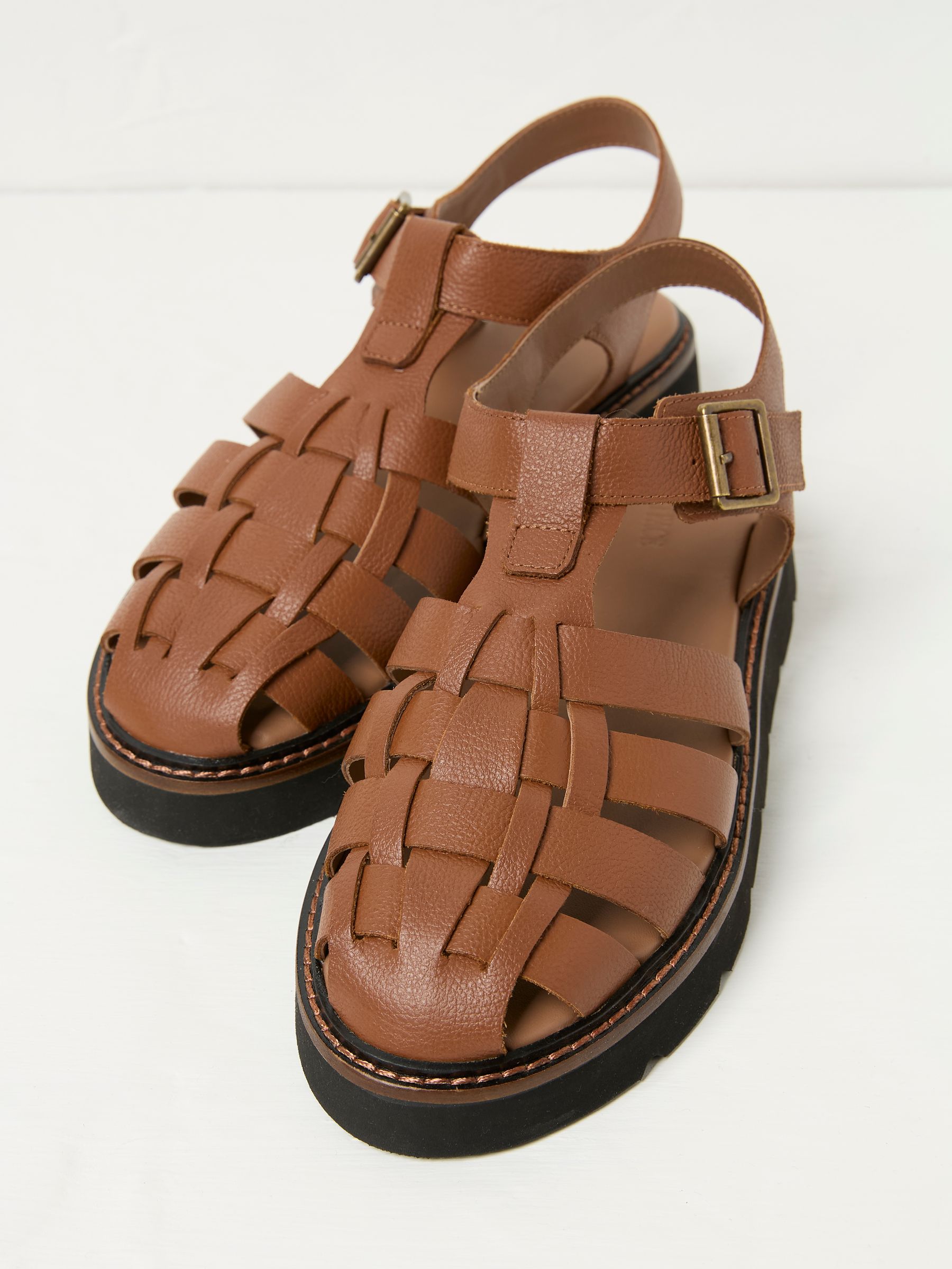 Cali Tan Brown Cage Sandal FatFace USA