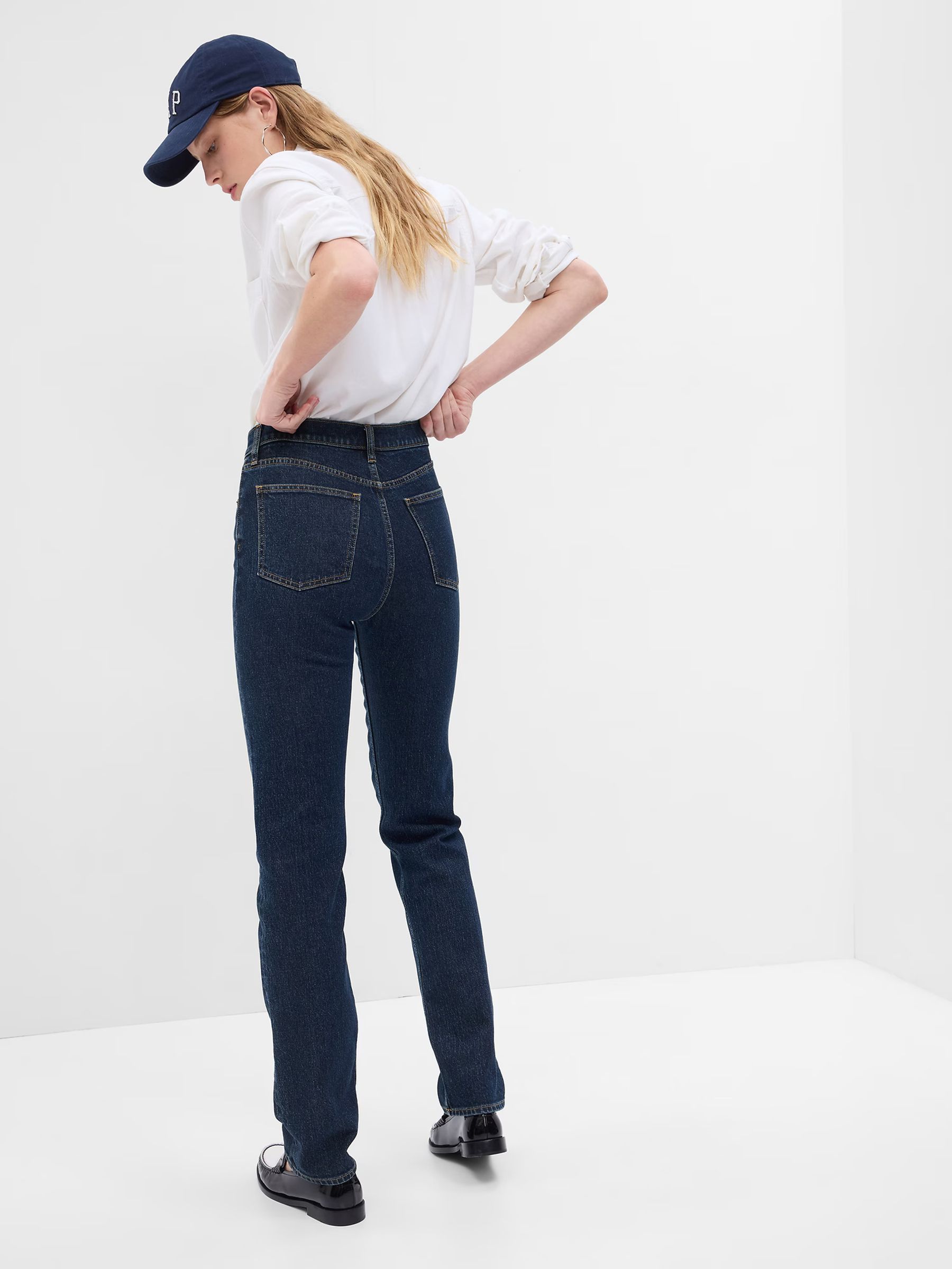 Blue High Waisted 90s Straight Jeans - Image 2 of 7