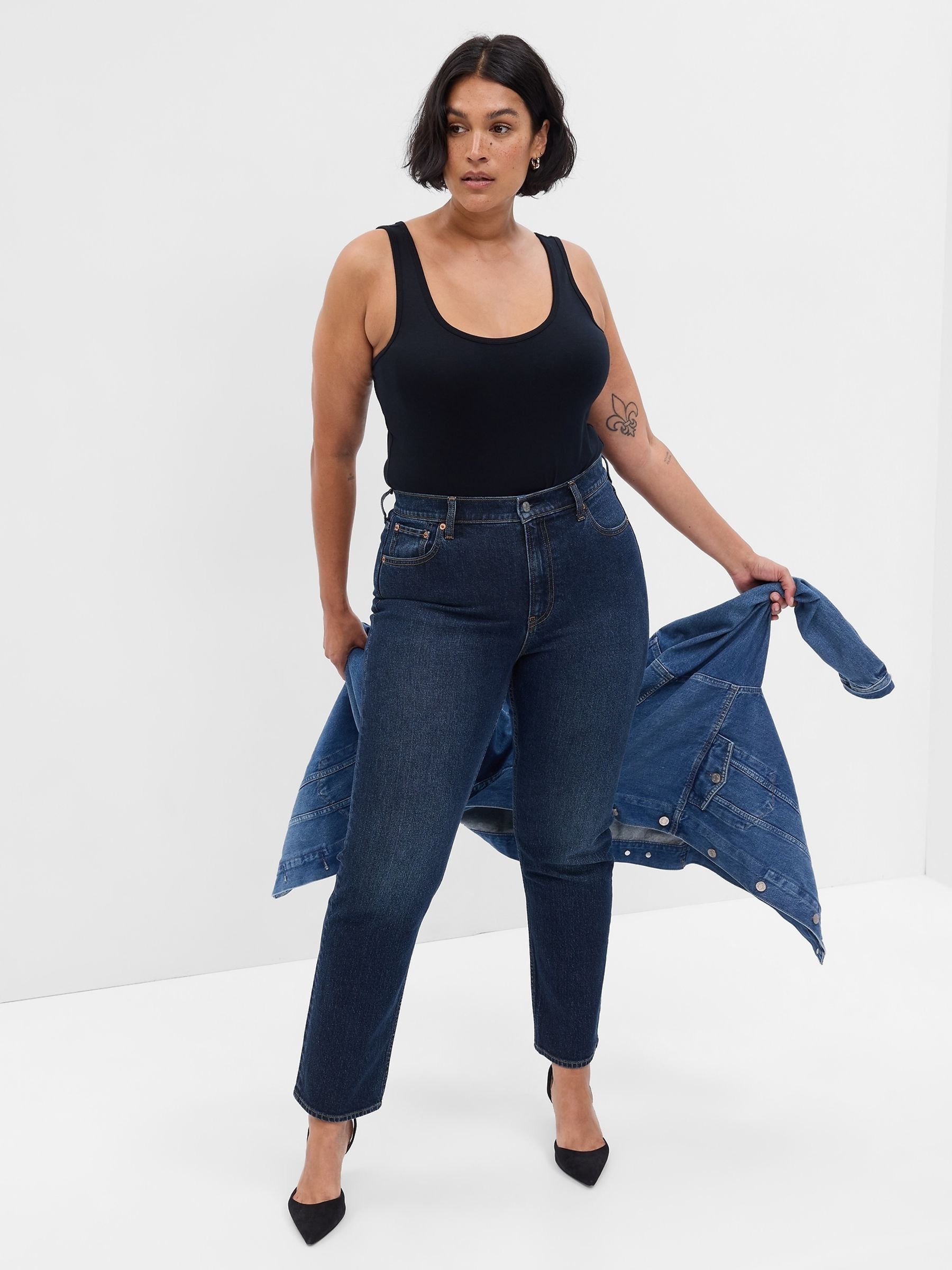 Blue High Waisted 90s Straight Jeans - Image 5 of 7