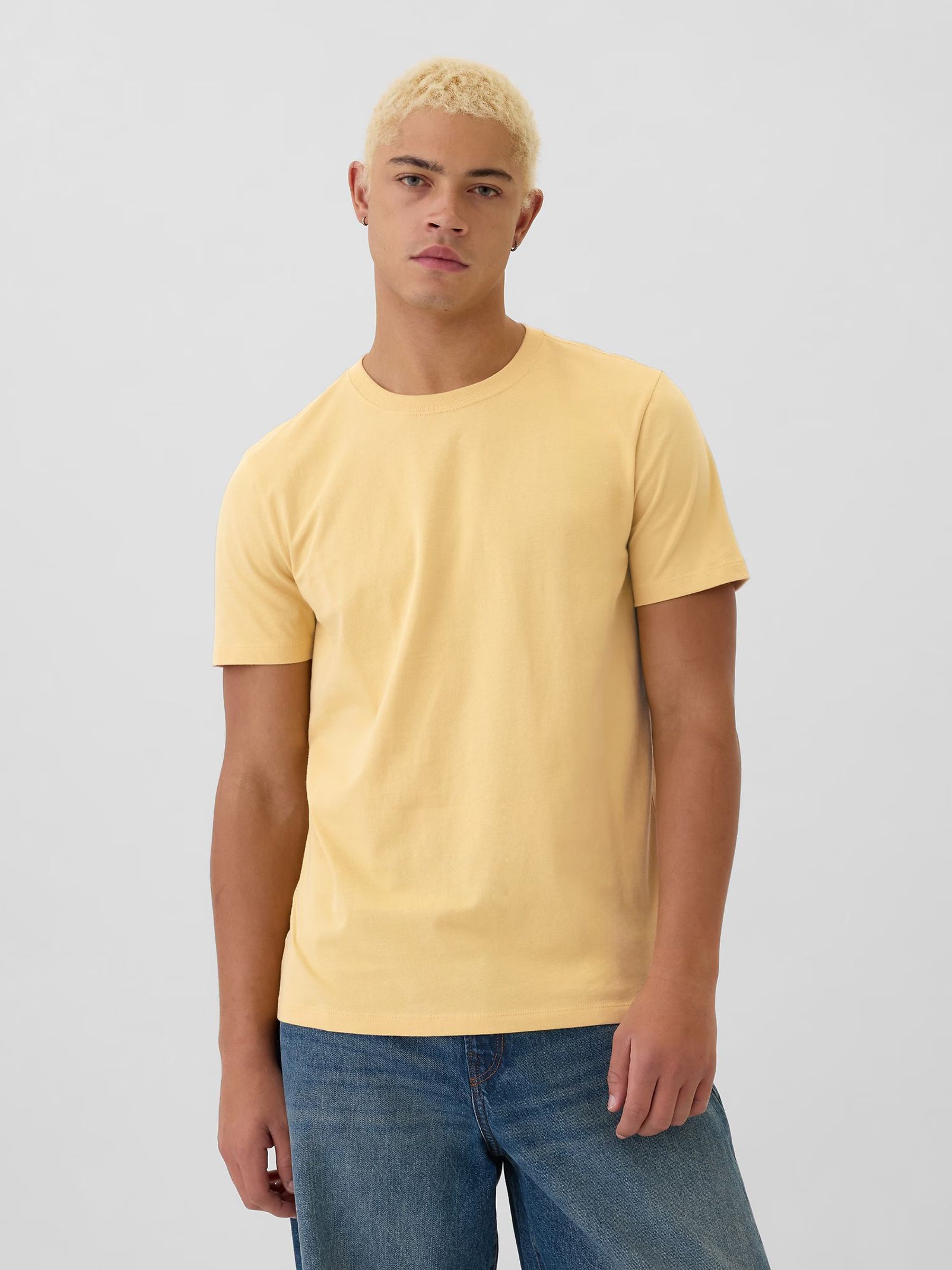Yellow Short Sleeve Everyday 100% Cotton Crew Neck Long Sleeve T-Shirt - Image 1 of 4