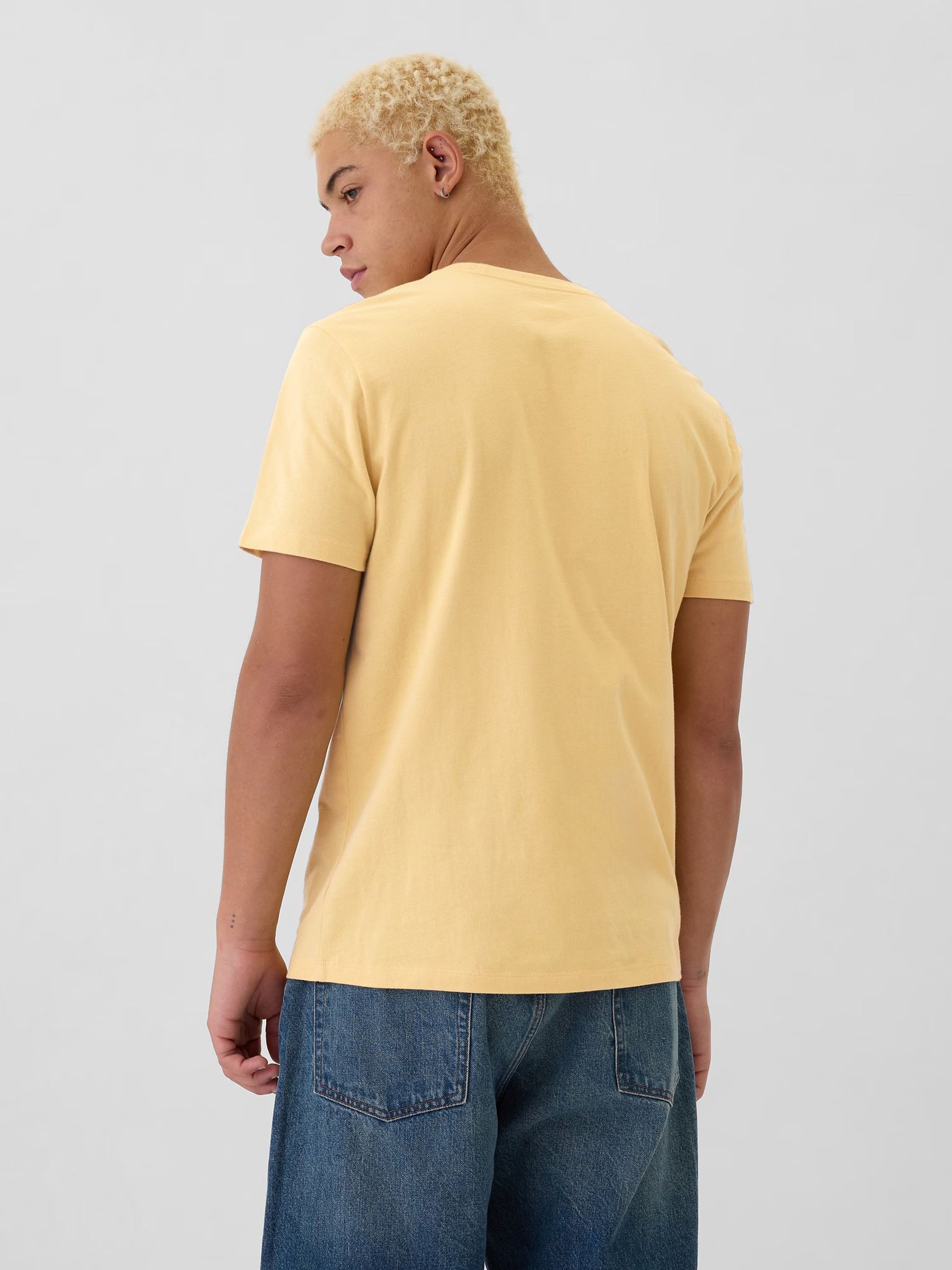 Yellow Short Sleeve Everyday 100% Cotton Crew Neck Long Sleeve T-Shirt - Image 2 of 4 Yellow Short Sleeve Everyday 100% Cotton Crew Neck Long Sleeve T-Shirt - Image 2 of 4