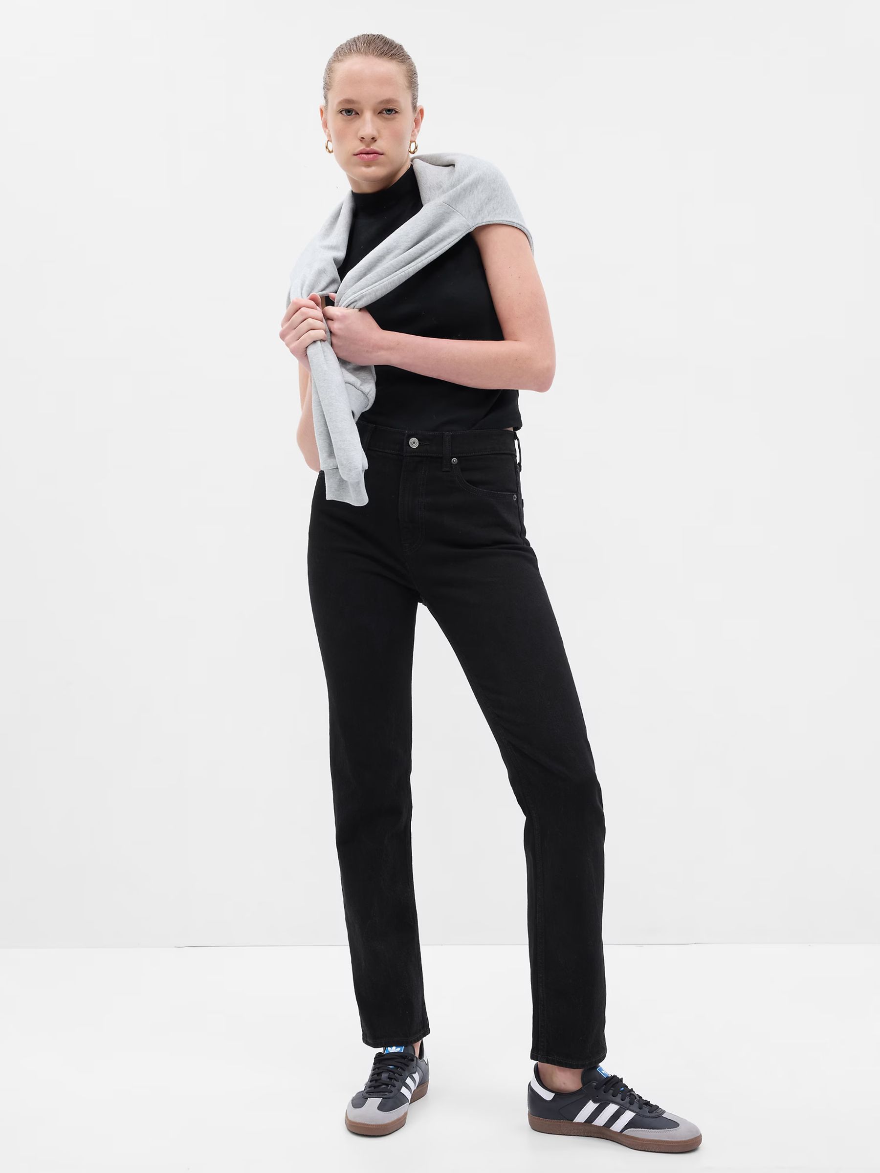 Black High Waisted 90s Straight Jeans - Image 1 of 7