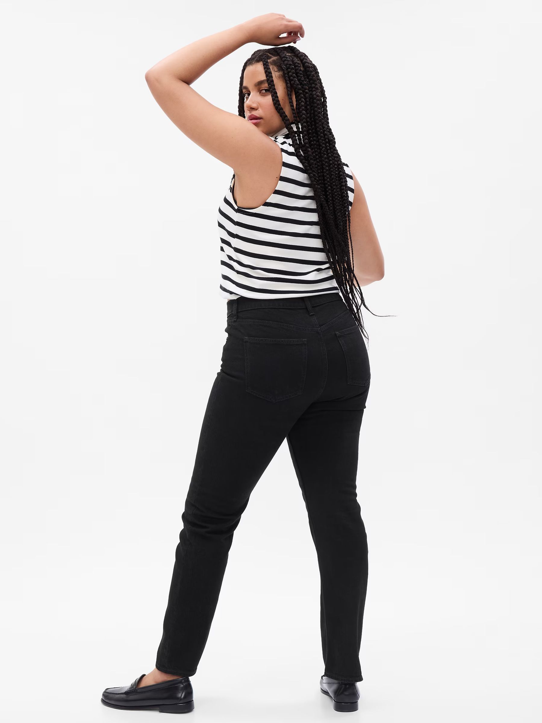 Black High Waisted 90s Straight Jeans - Image 5 of 7