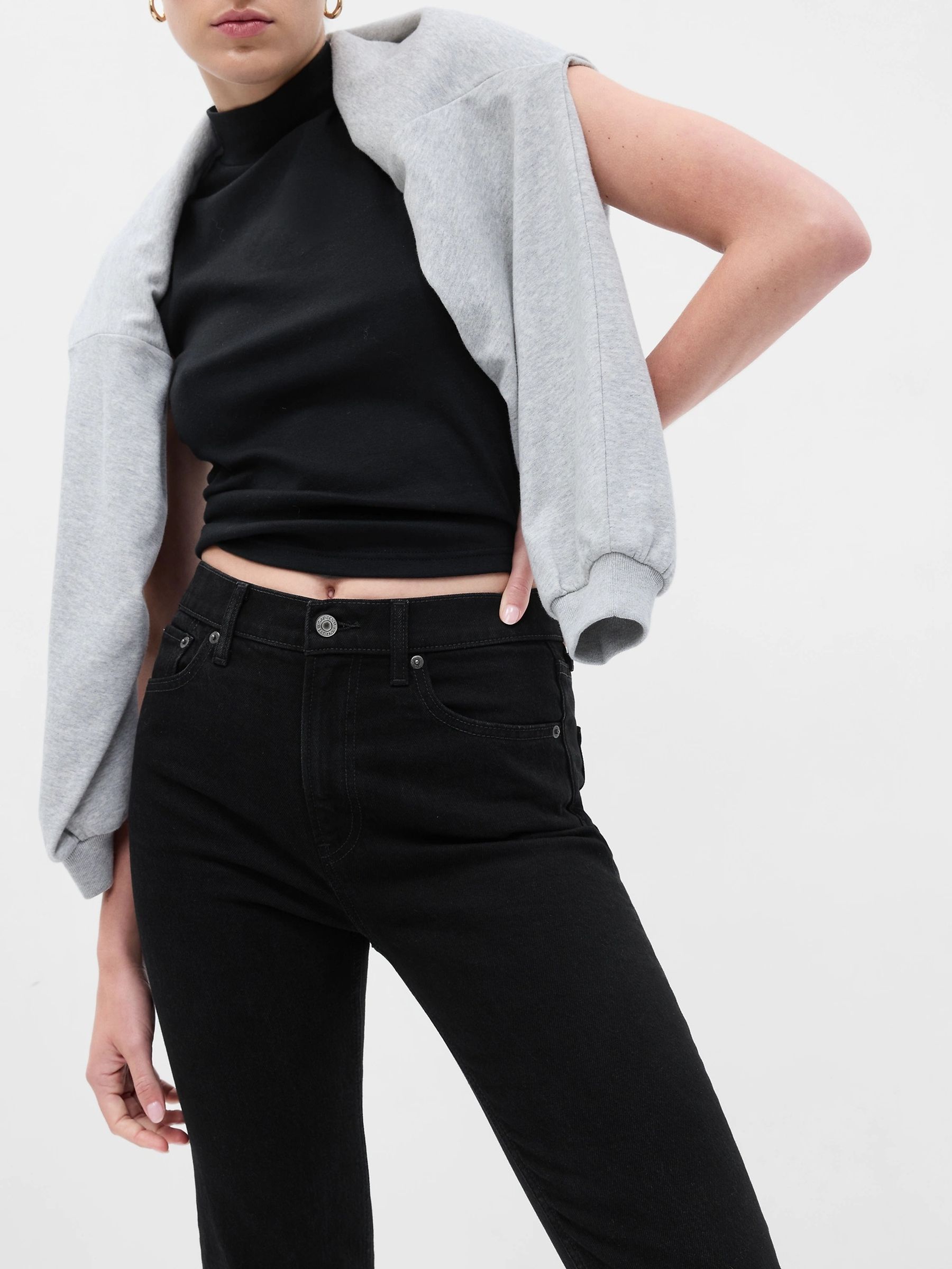Black High Waisted 90s Straight Jeans - Image 6 of 7