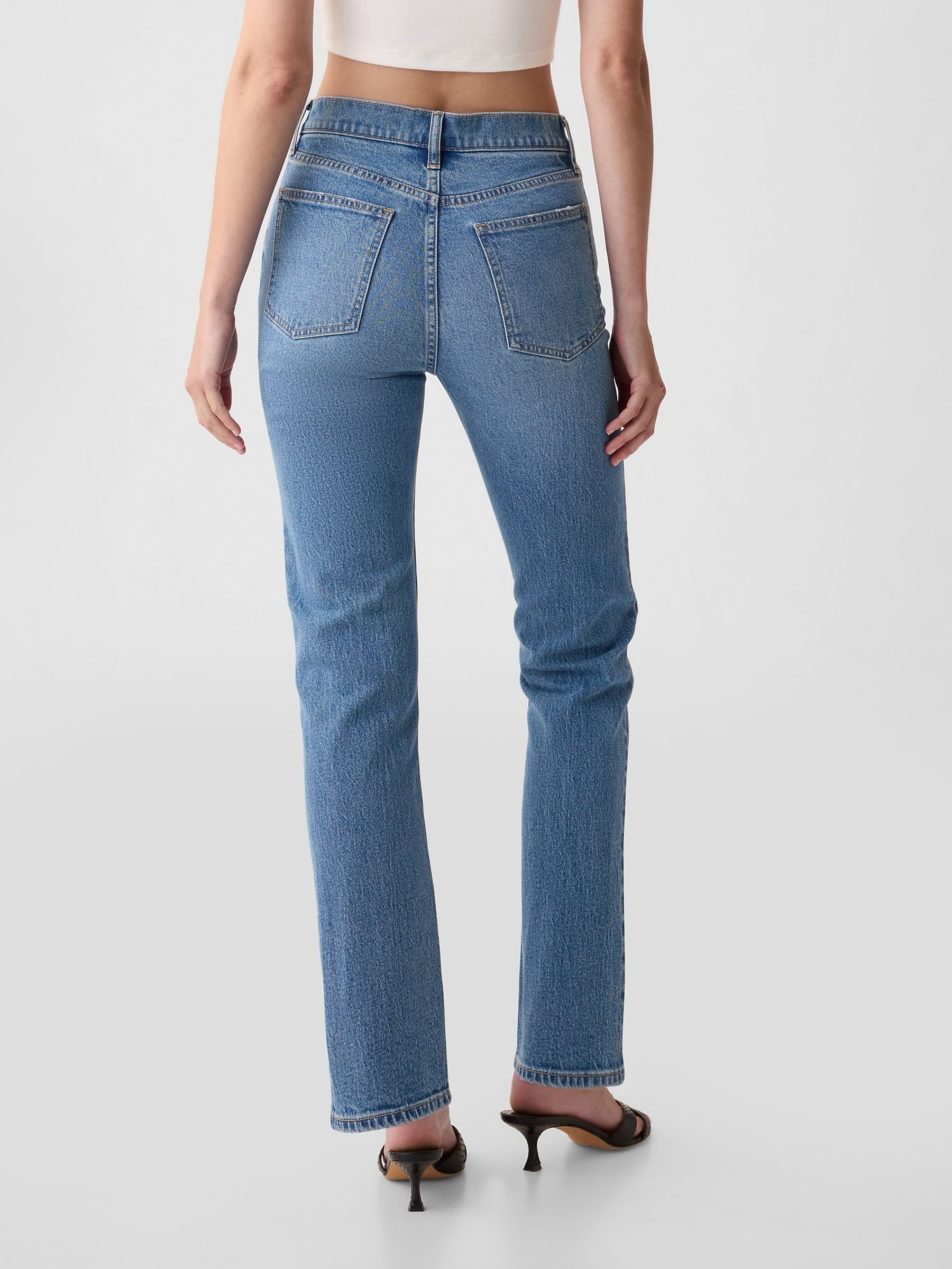 Medium Wash Blue High Waisted 90s Straight Jeans - Image 3 of 5